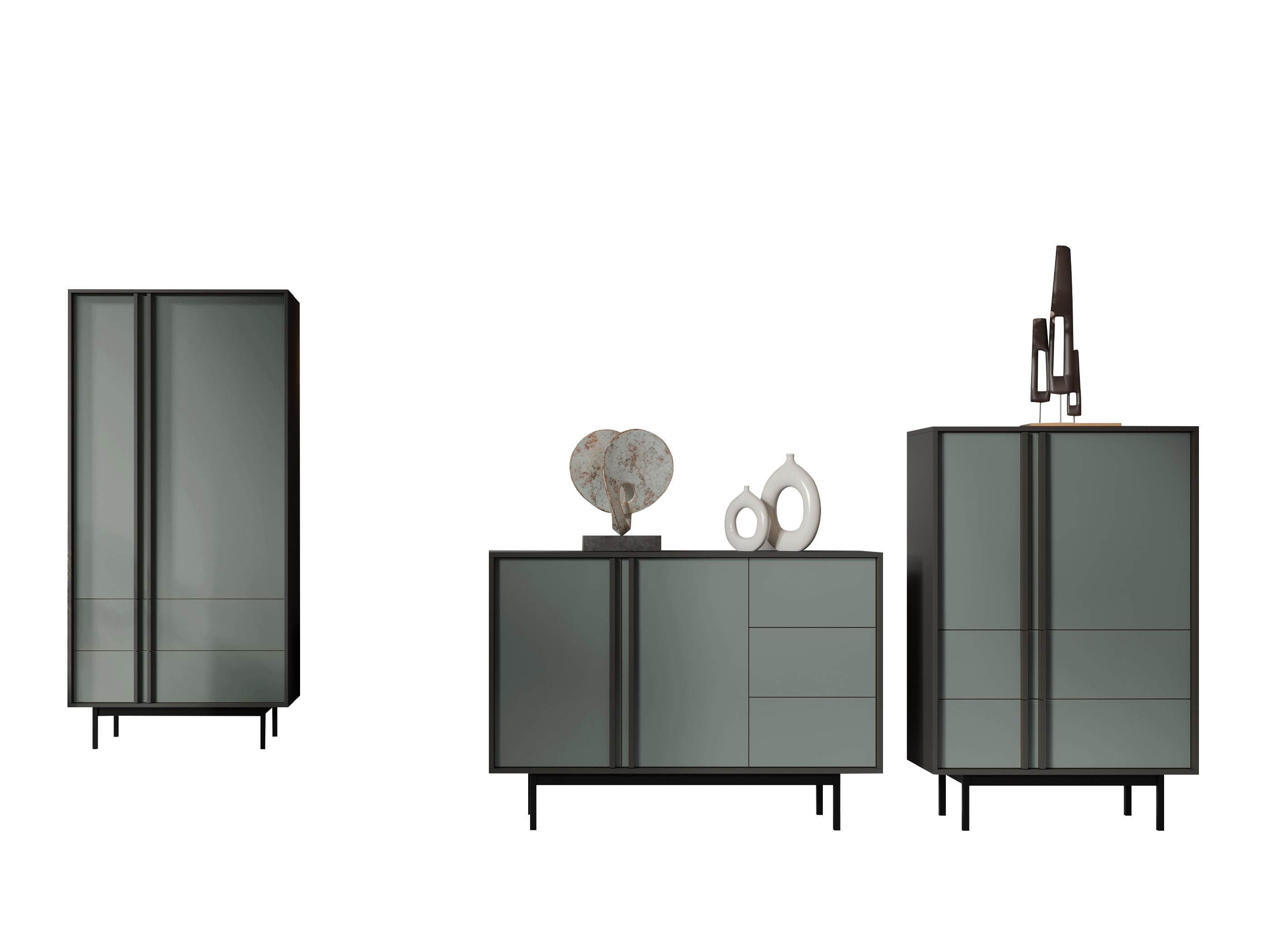 Wohnzimmer-Set Levali 116 (Staubiges Grün)