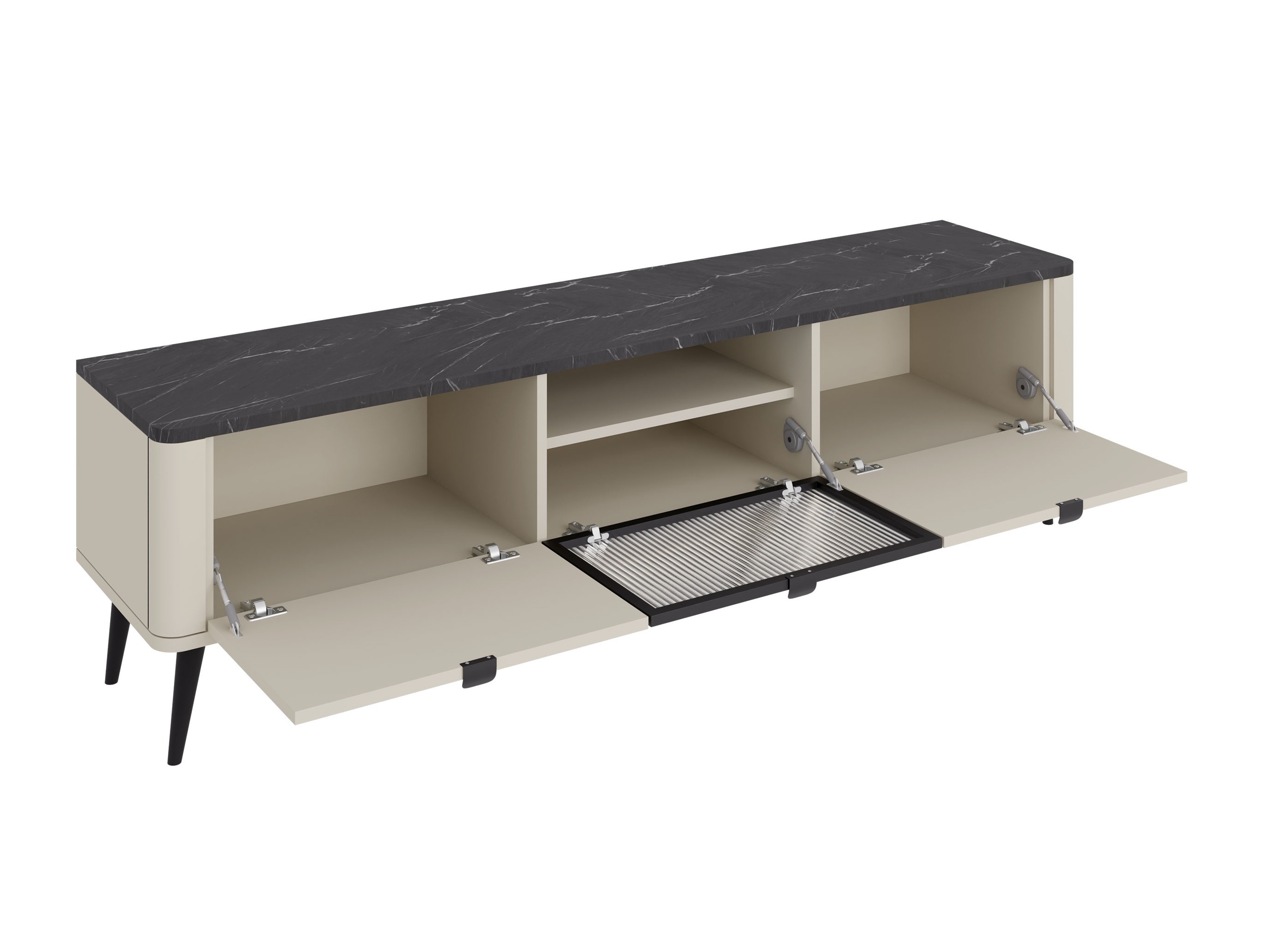 Wohnzimmer-Set Lufela 121 (Kaschmir + Walnussholzoptik)