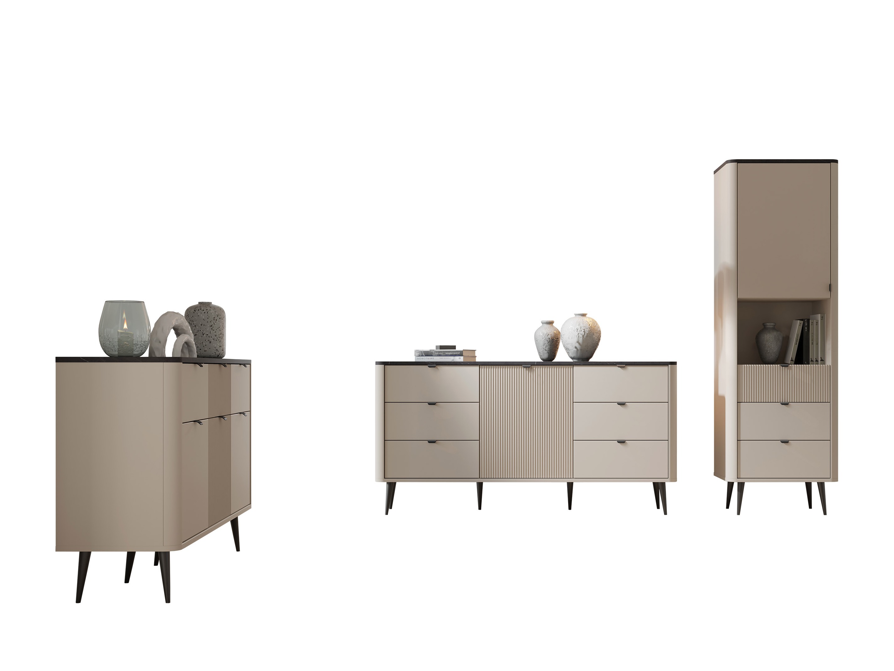 Wohnzimmer-Set Lufela 122 (Kaschmir + Grauer Marmor)