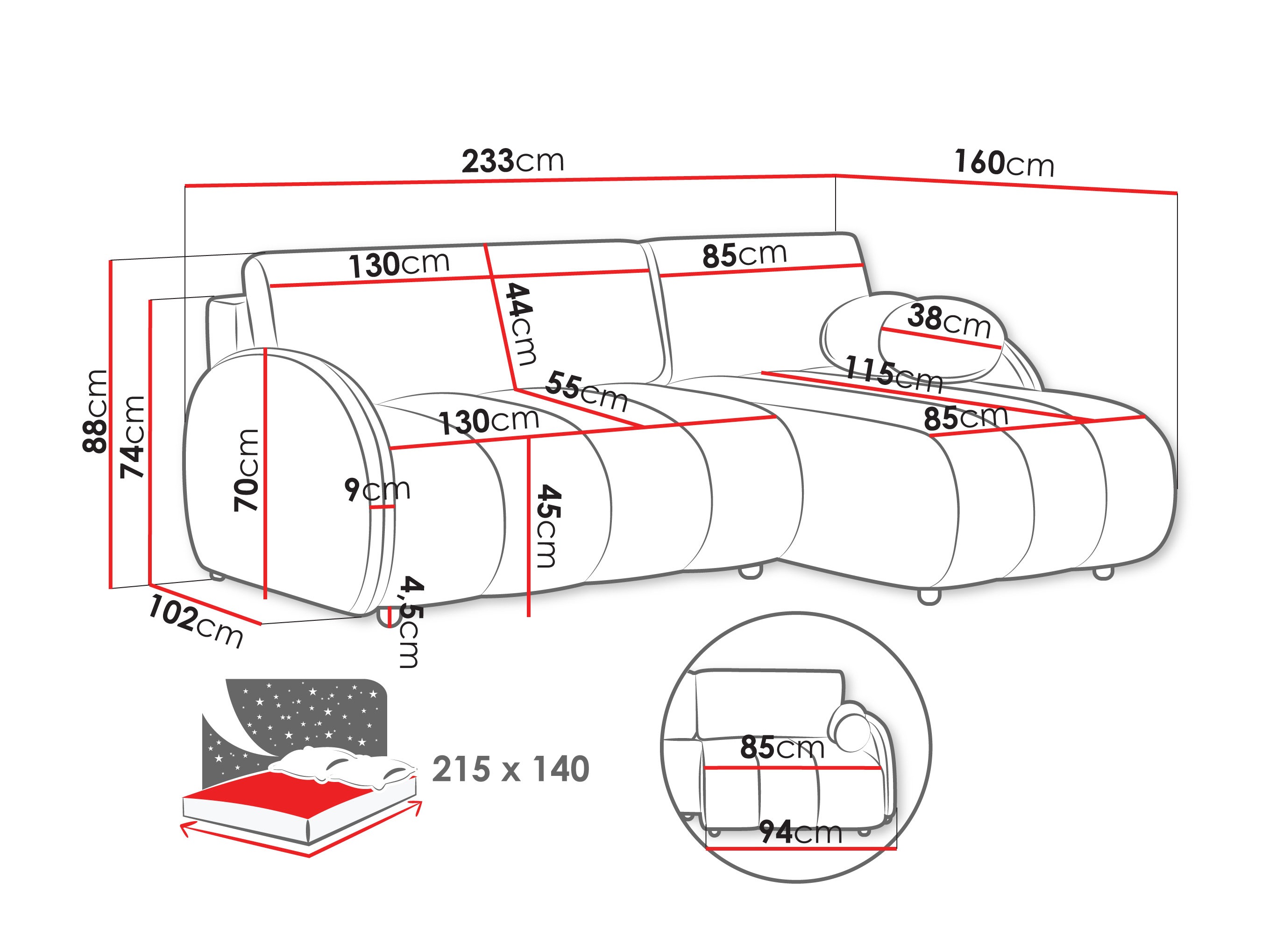 Ecksofa Columbus 247 (Sereno 682)