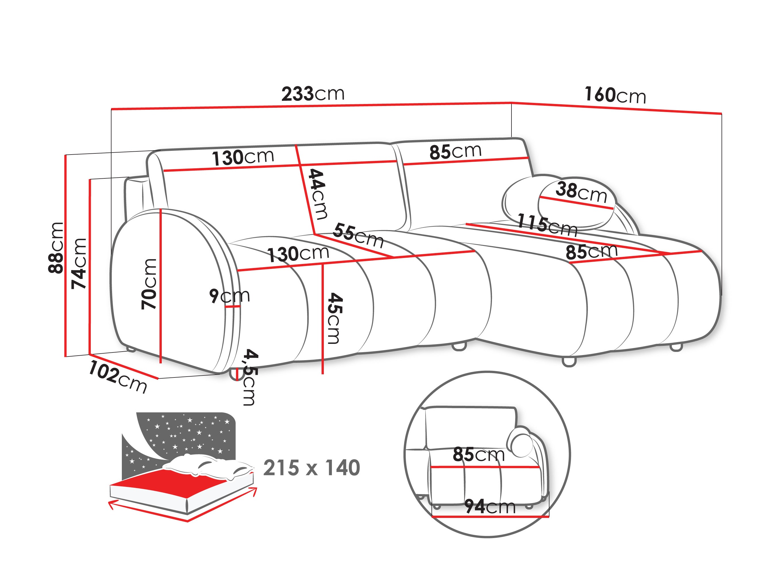 Ecksofa Columbus 247 (Sereno 695)