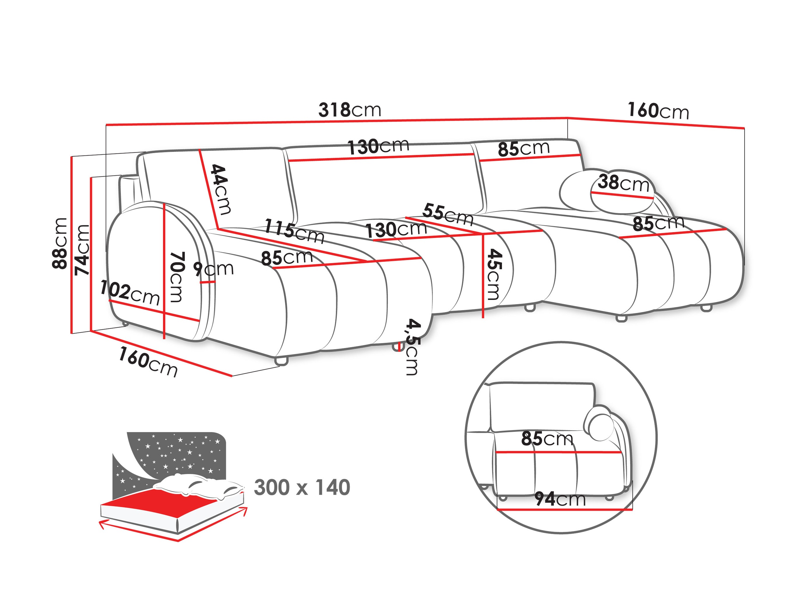 Ecksofa Columbus 248 (Sereno 689)