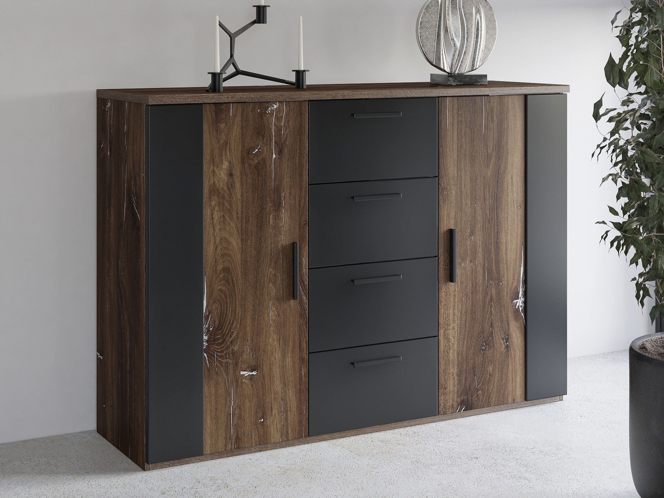 Kommode Felelie 102 (Tamus Flagstaf eiche + Silber)