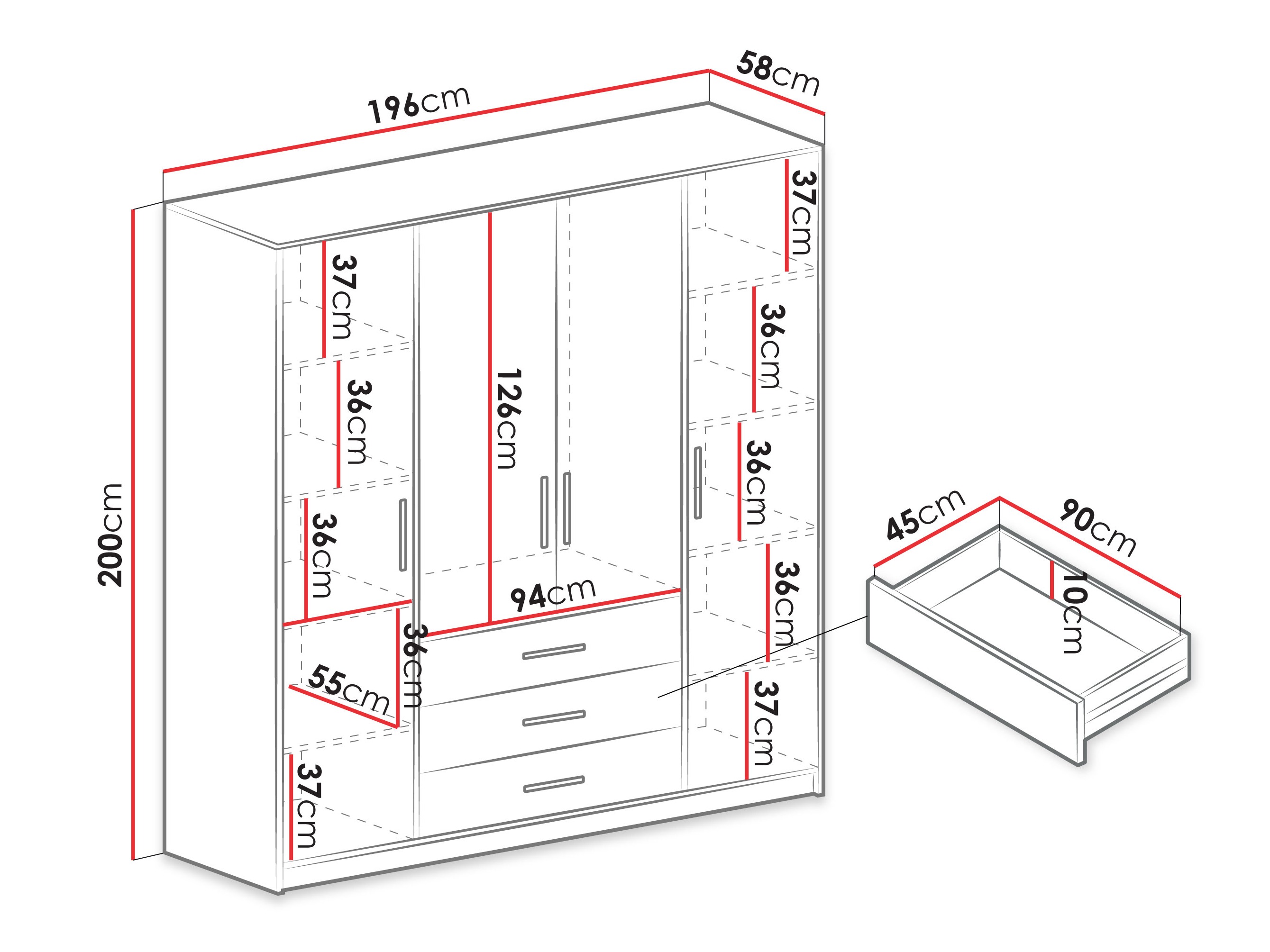Kleiderschrank Dortivu 154 (Kaschmir)