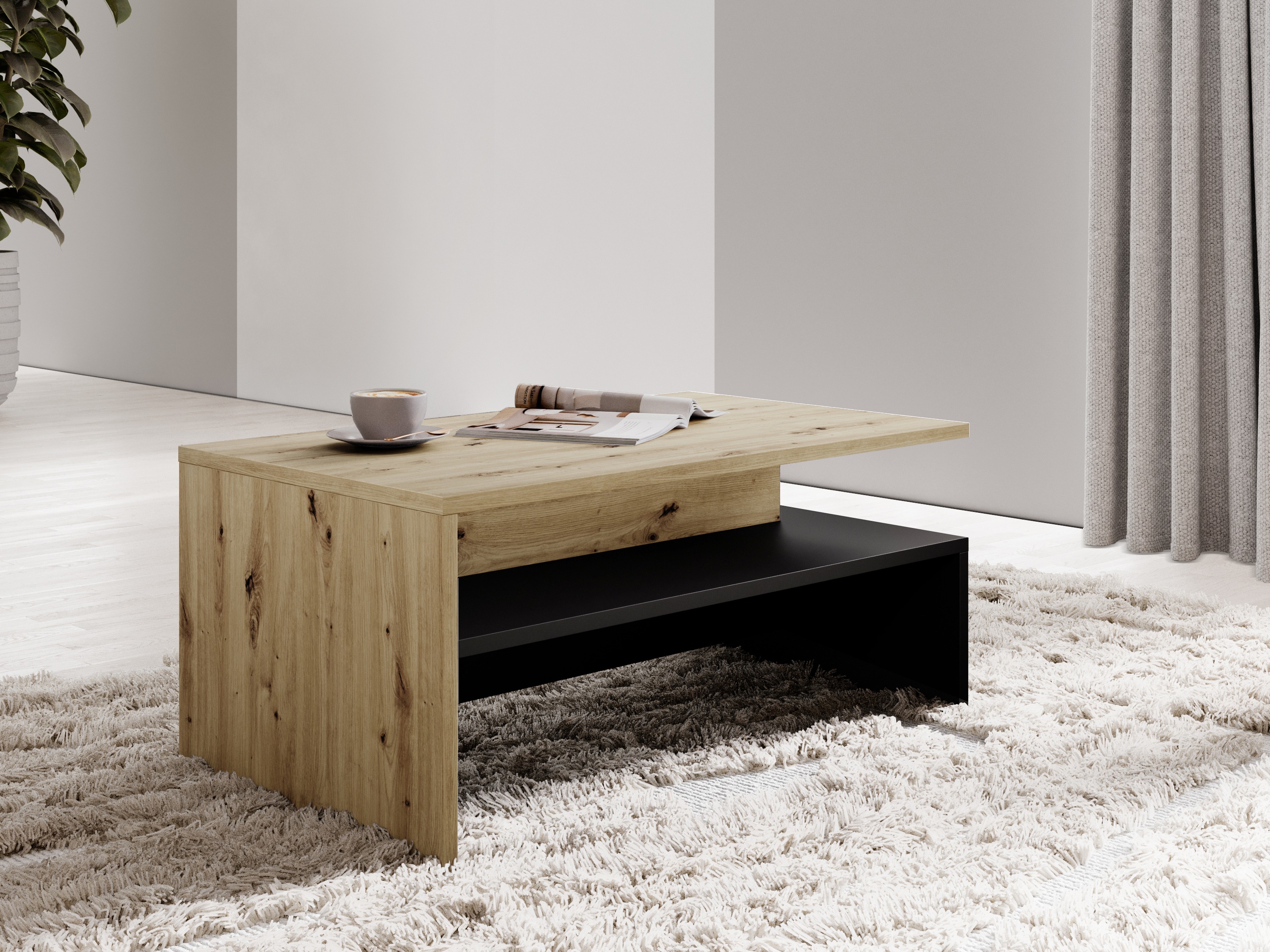 Couchtisch Serodeu 103 (Artisan-Eiche + Mattschwarz)