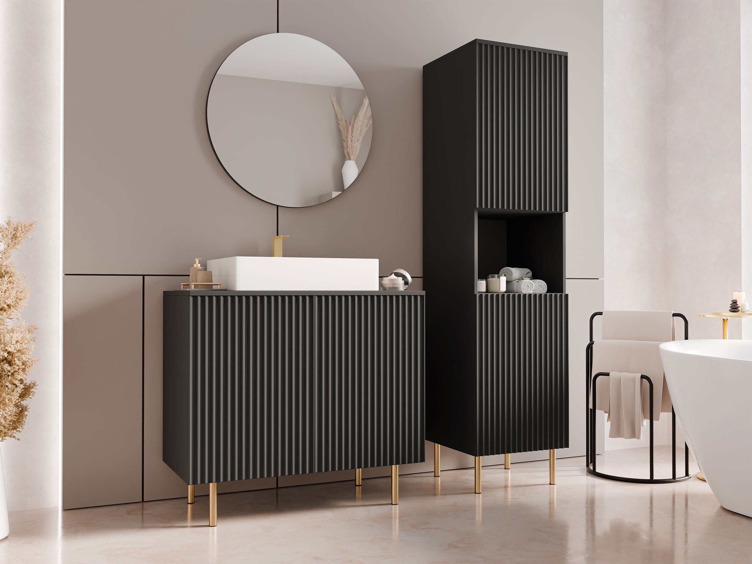 Badezimmer-Set Decus III (Schwarz)