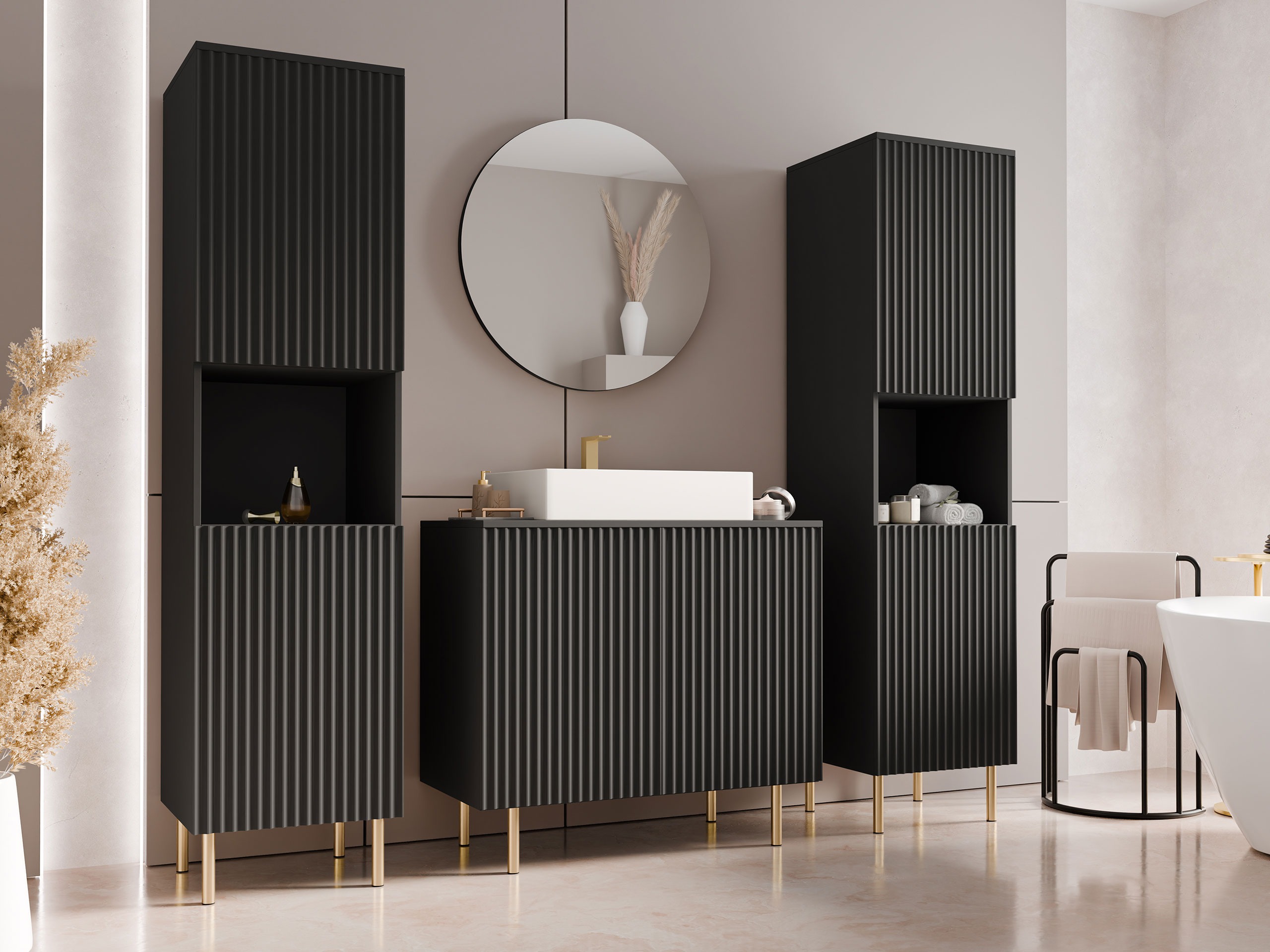 Badezimmer-Set Decus VI (Schwarz)