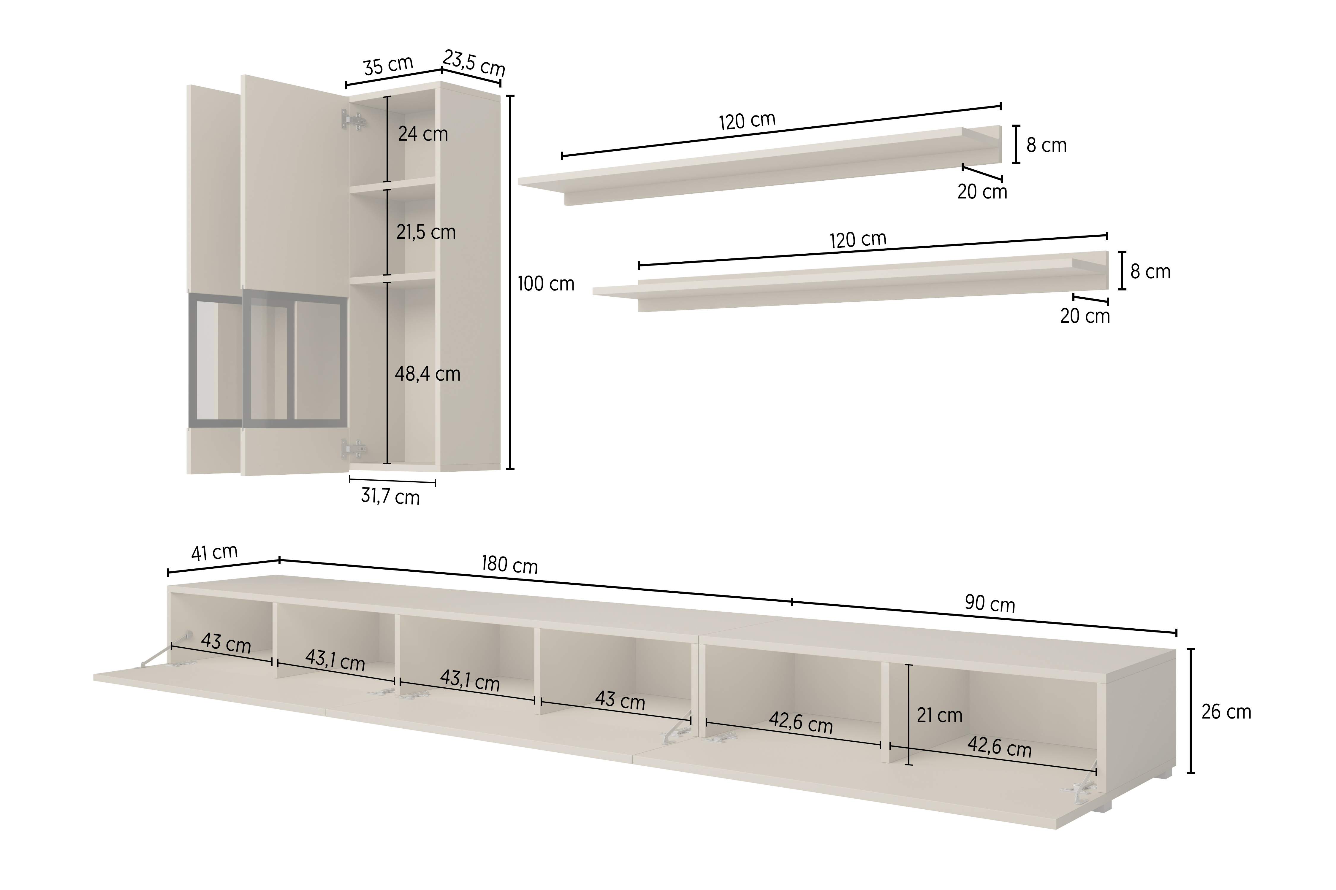 Wohnzimmer-Set Serodeu 100 (Walnussholzoptik + Dunkelbraun)