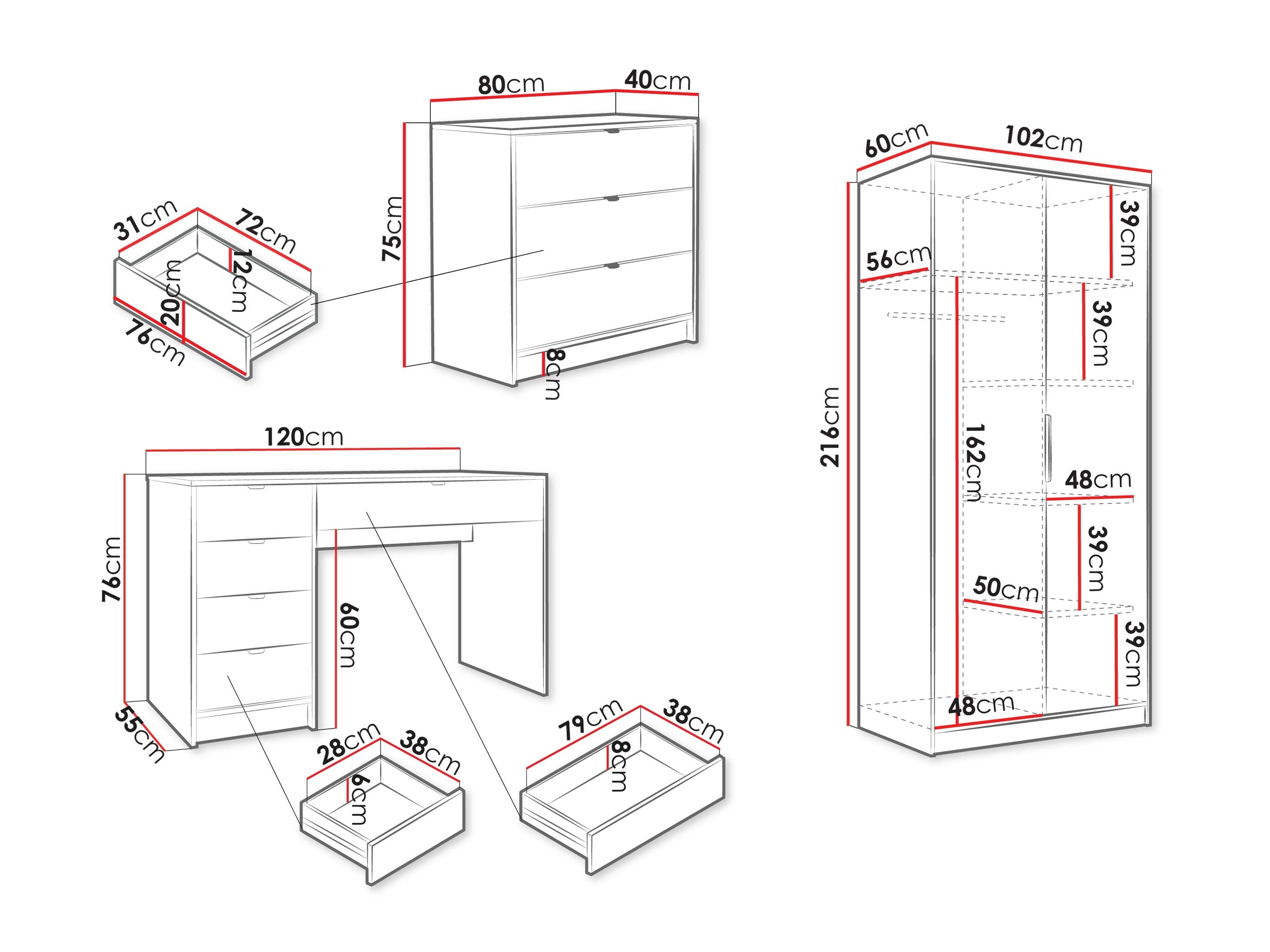Büro-Set Comfivo Papilio IV (Weiss)