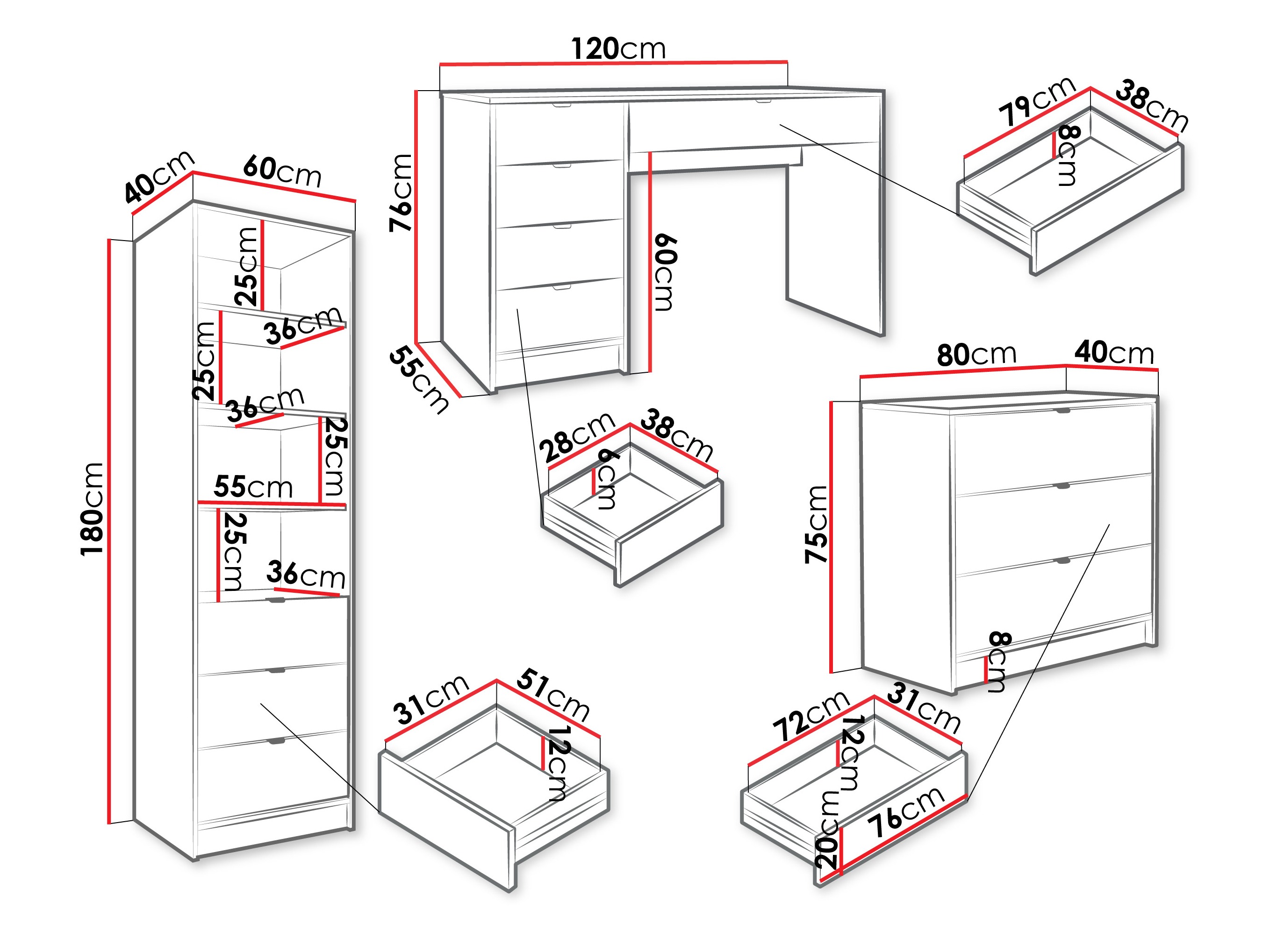 Büro-Set Comfivo Papilio V (Weiss)