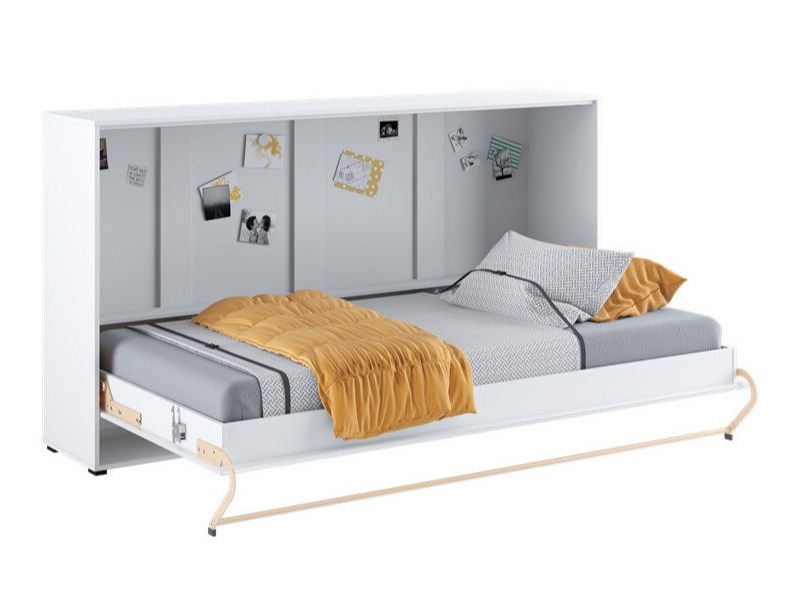 Schrankbett Concept Pro Lenart IV (Weiss + Weiss glänzend)