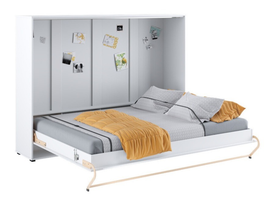 Schrankbett Concept Pro Lenart IV (Weiss + Weiss glänzend)