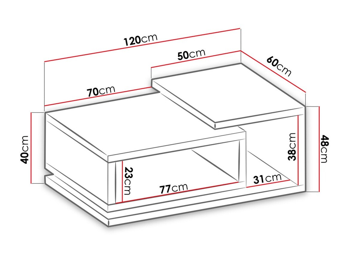 Couchtisch Lutiva 104 (Weiss + Beton)