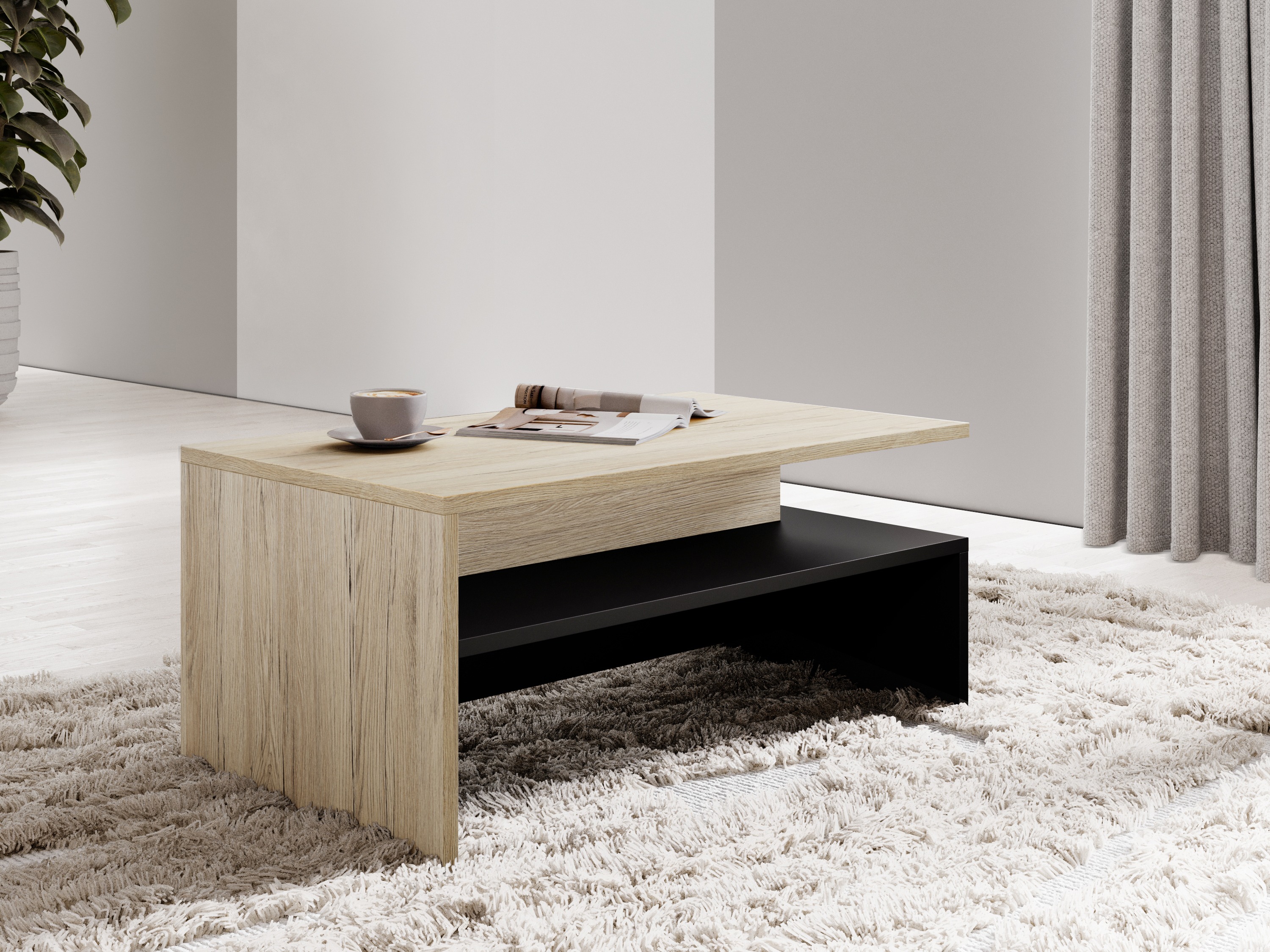 Couchtisch Serodeu 103 (San-Remo-Eiche + Schwarz)