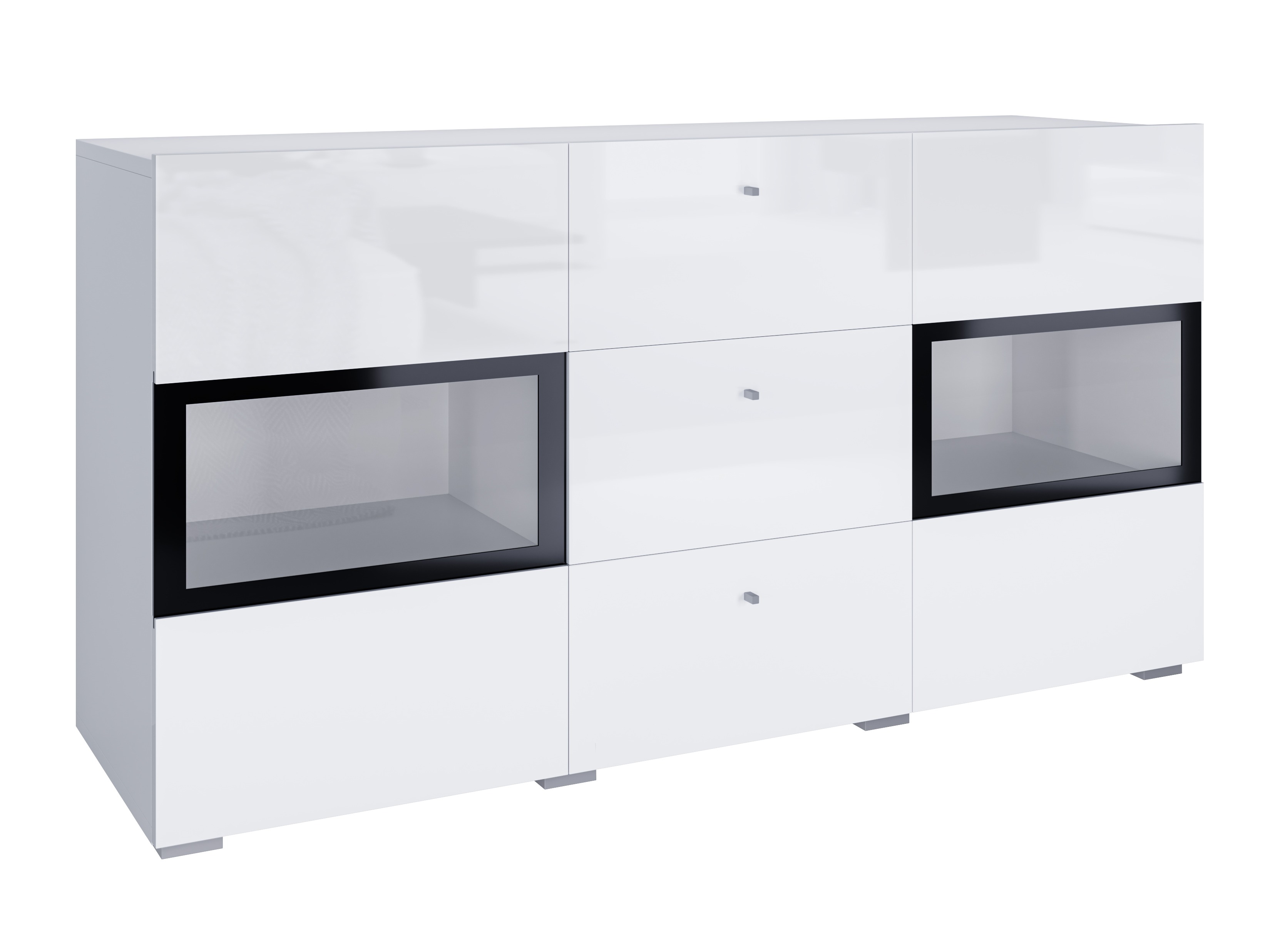 Kommode Serodeu 101 (Weiss + Weiss glänzend)