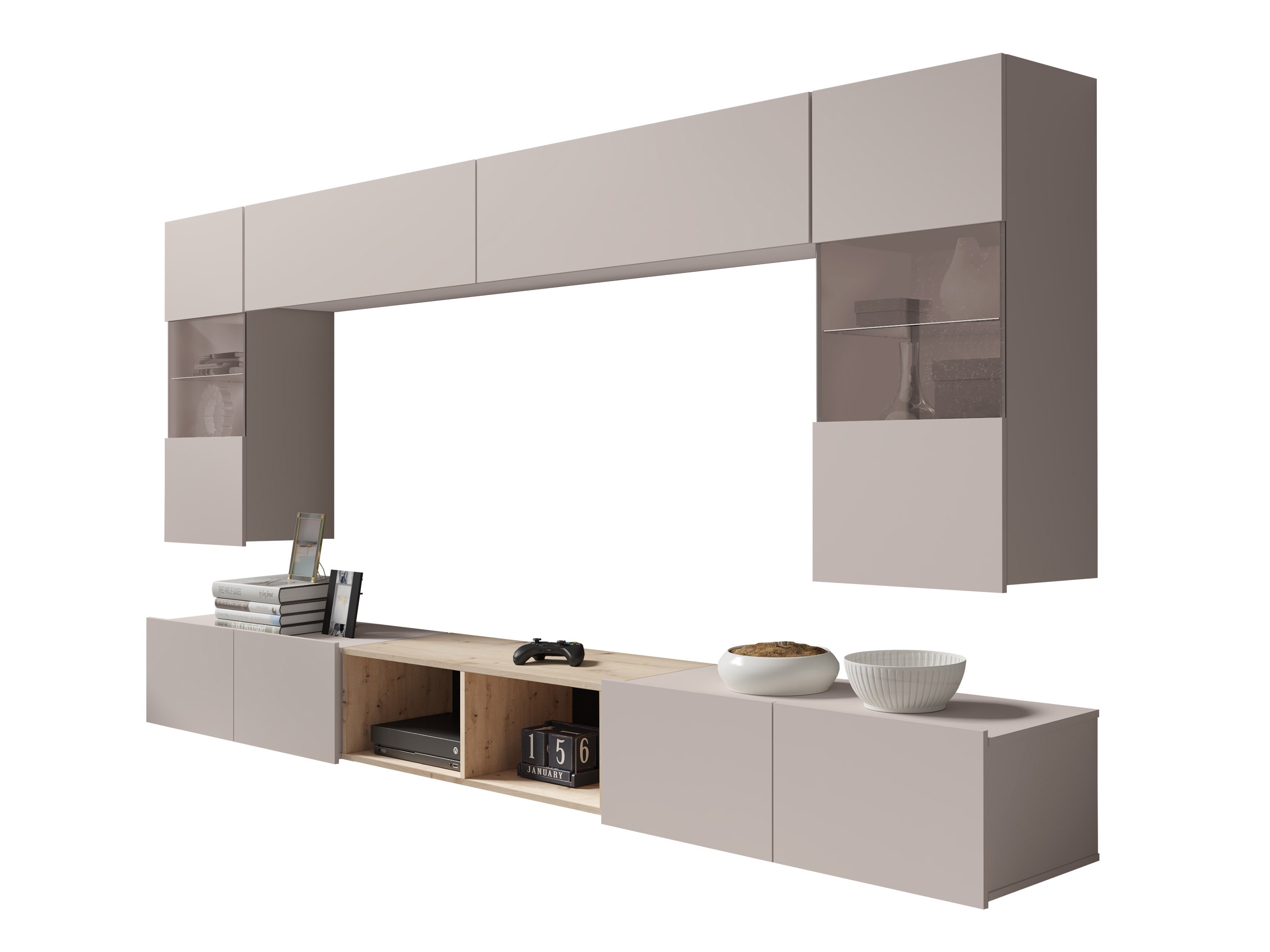 Wohnzimmer-Set Remus XXIV (Kaschmir + Artisan-Eiche)
