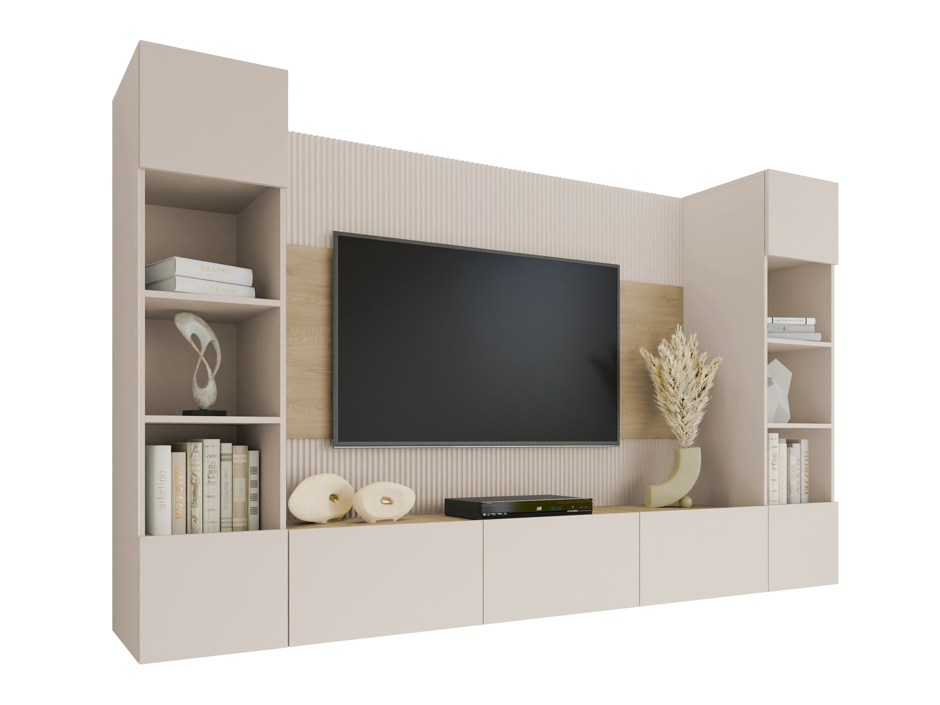 Wohnzimmer-Set Comfivo Salix I (Beige + Cremona-Eiche)