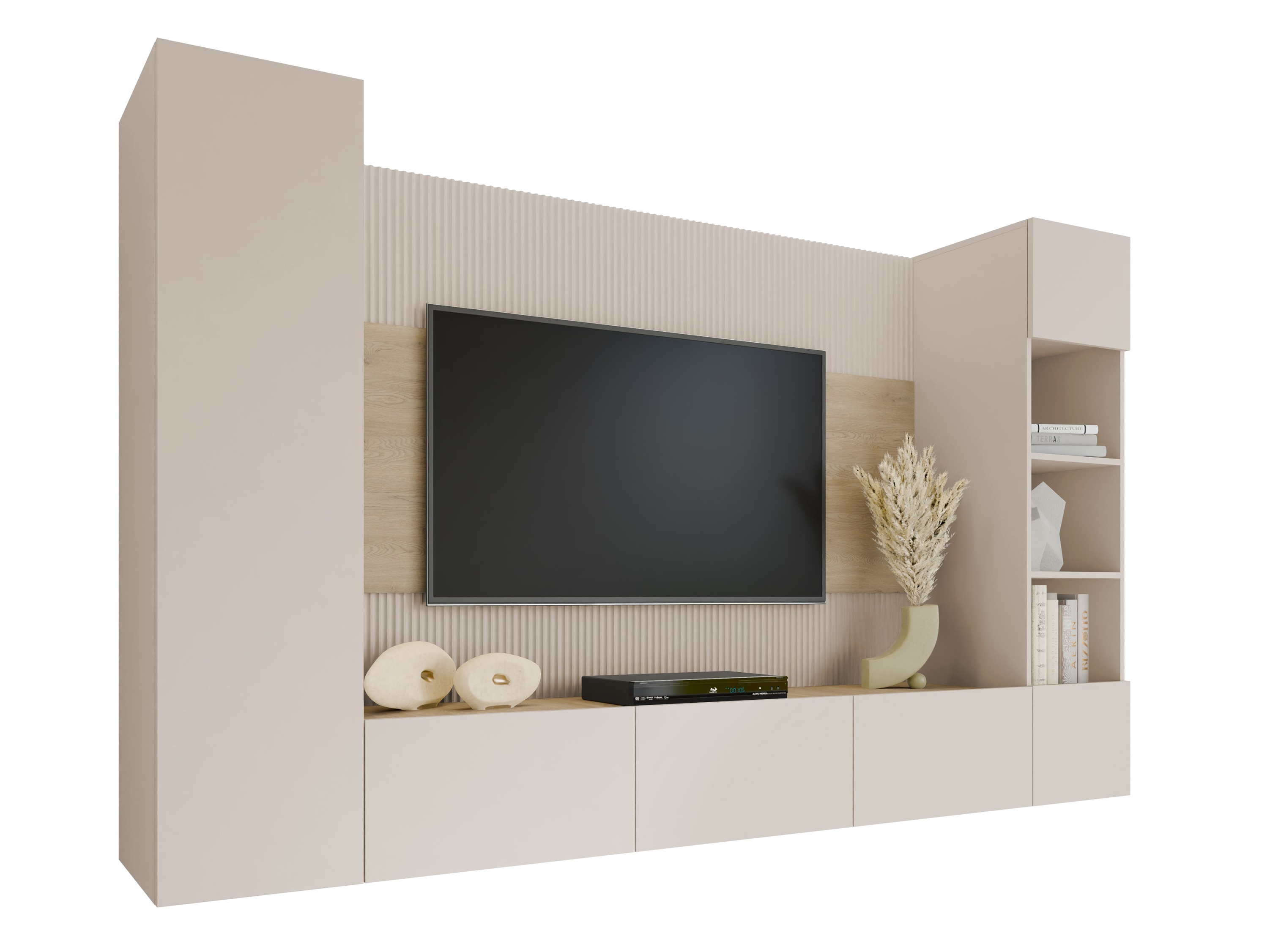 Wohnzimmer-Set Comfivo Salix IV (Beige + Cremona-Eiche)