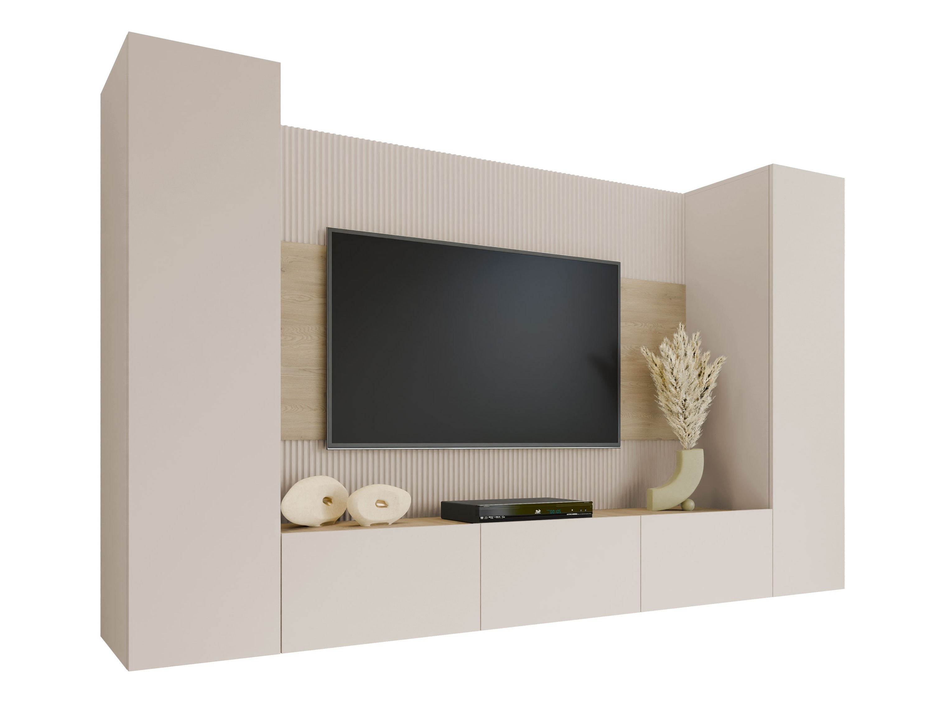 Wohnzimmer-Set Comfivo Salix V (Beige + Cremona-Eiche)