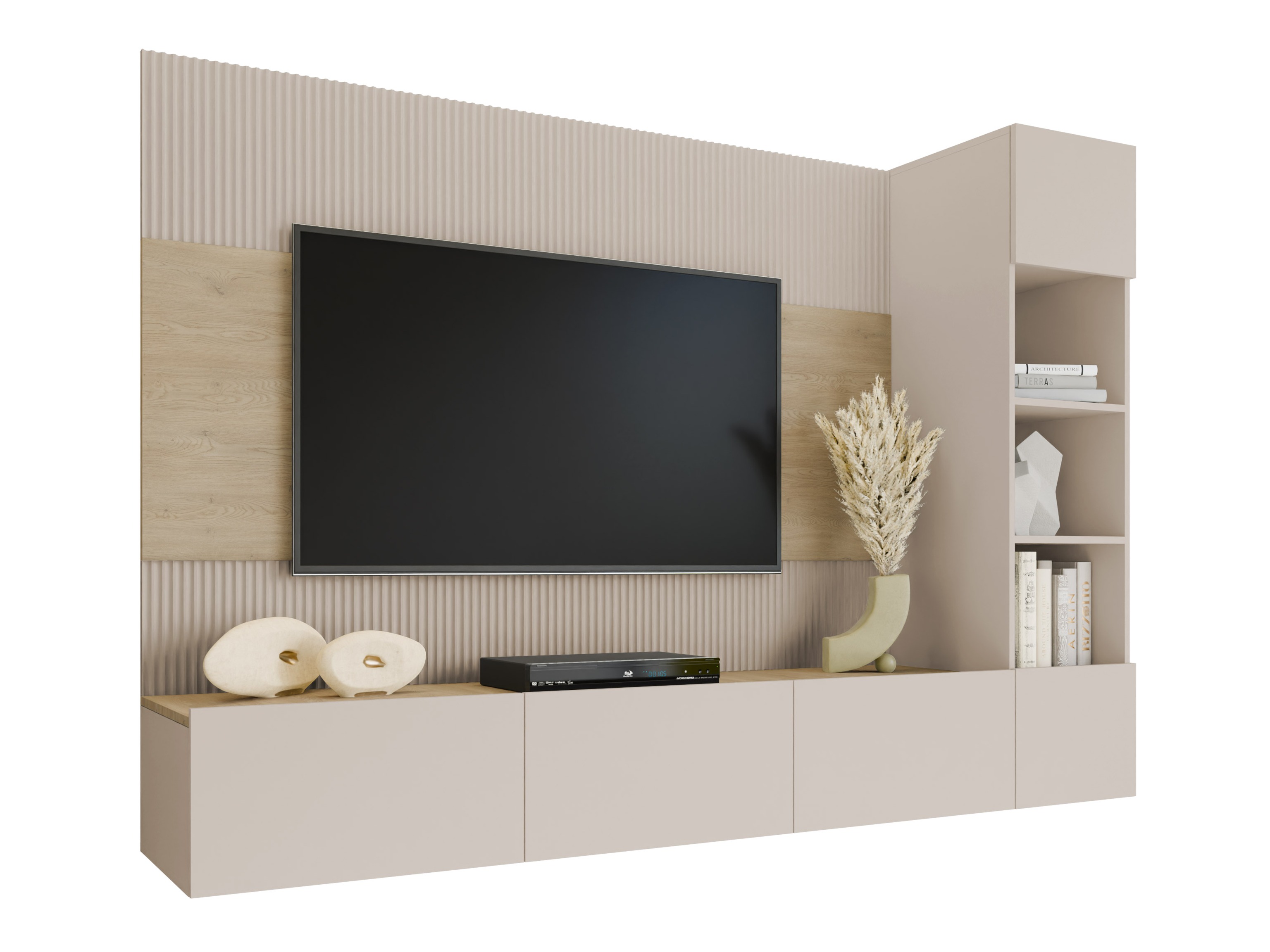 Wohnzimmer-Sets Comfivo Salix II (Beige + Eichenholzoptik)