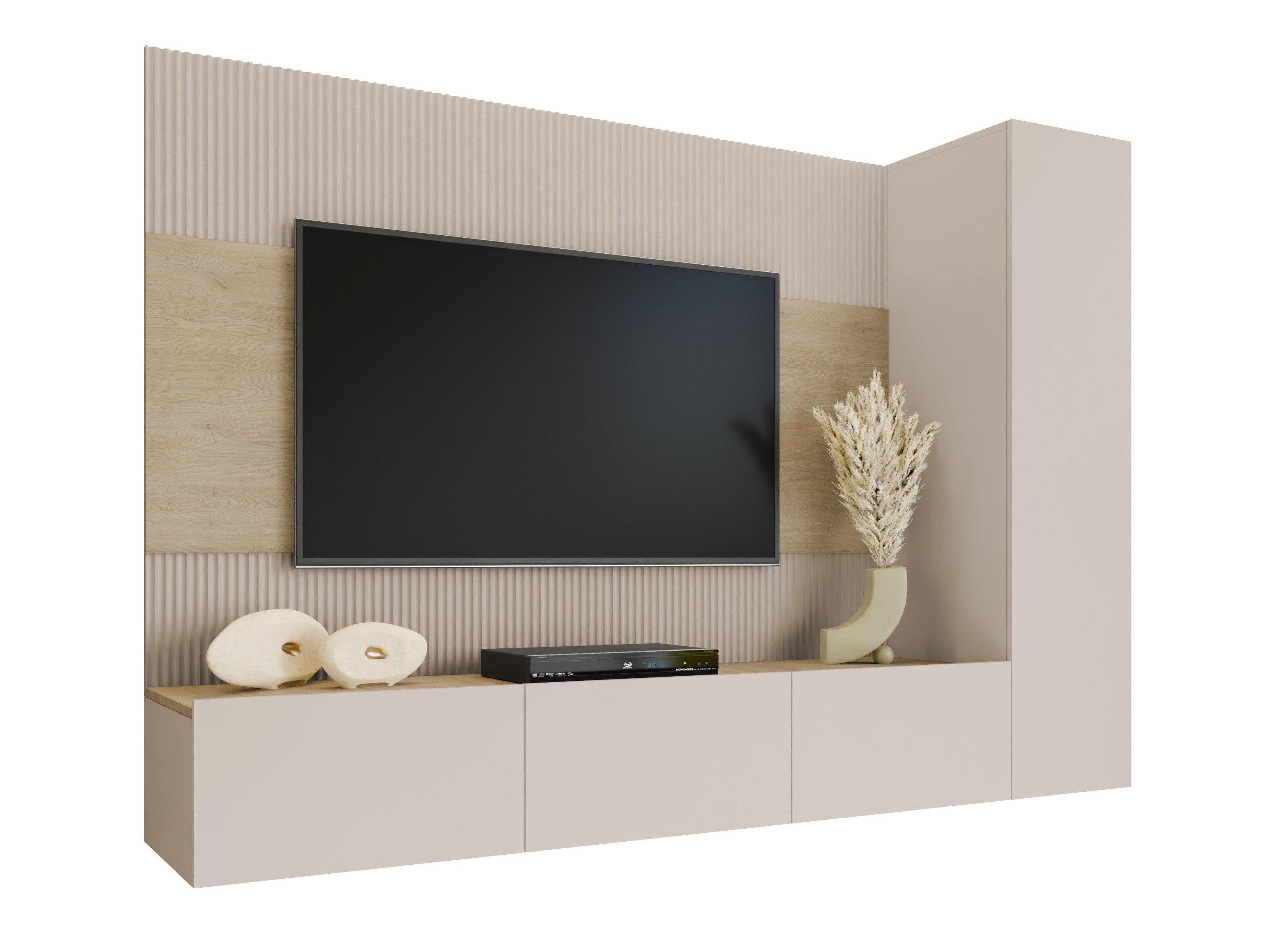 Wohnzimmer-Sets Comfivo Salix VI (Beige + Eichenholzoptik)