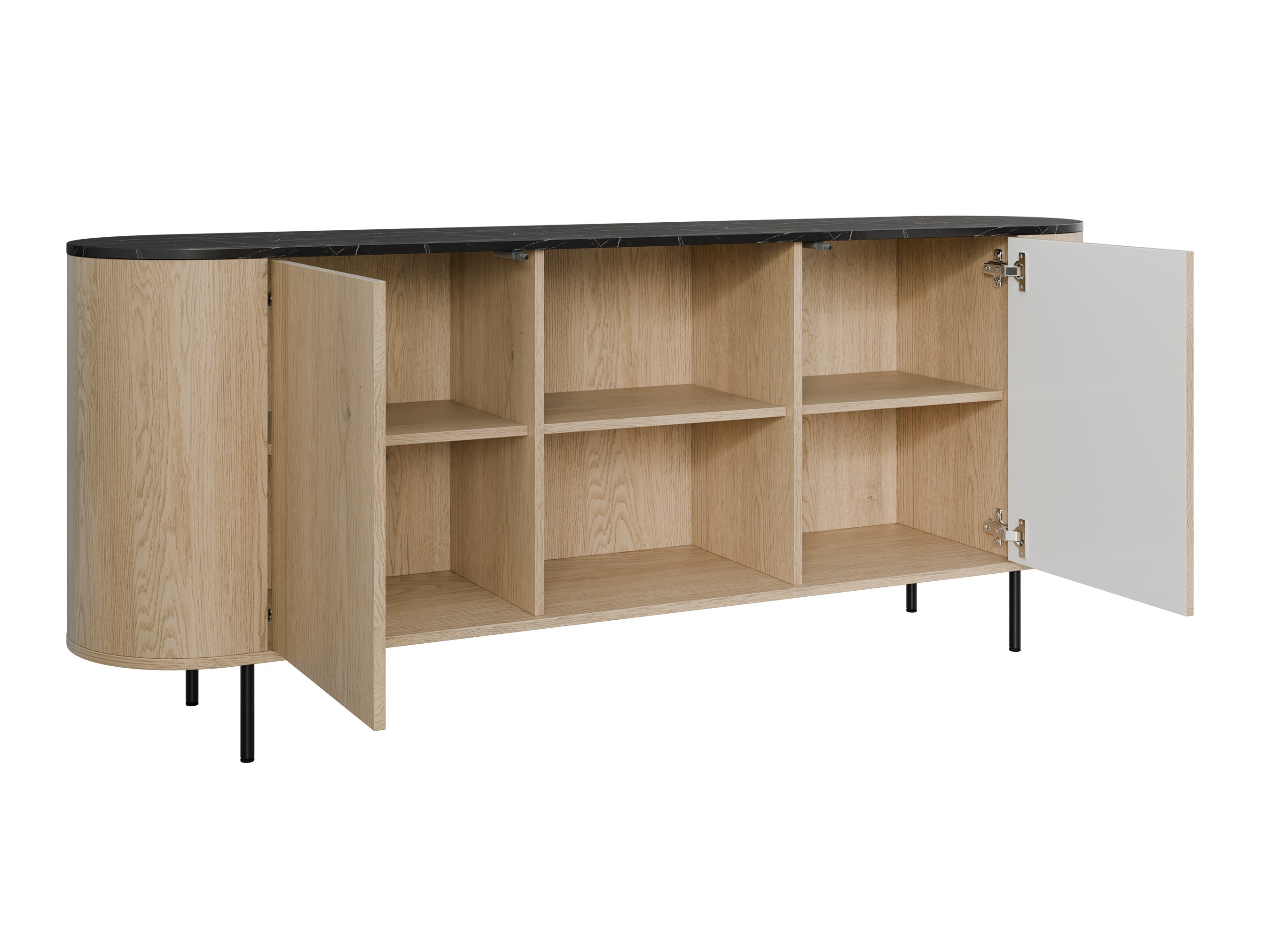 Sideboard Comfivo Livtena I (Schwarzer Marmor + Schwarz)