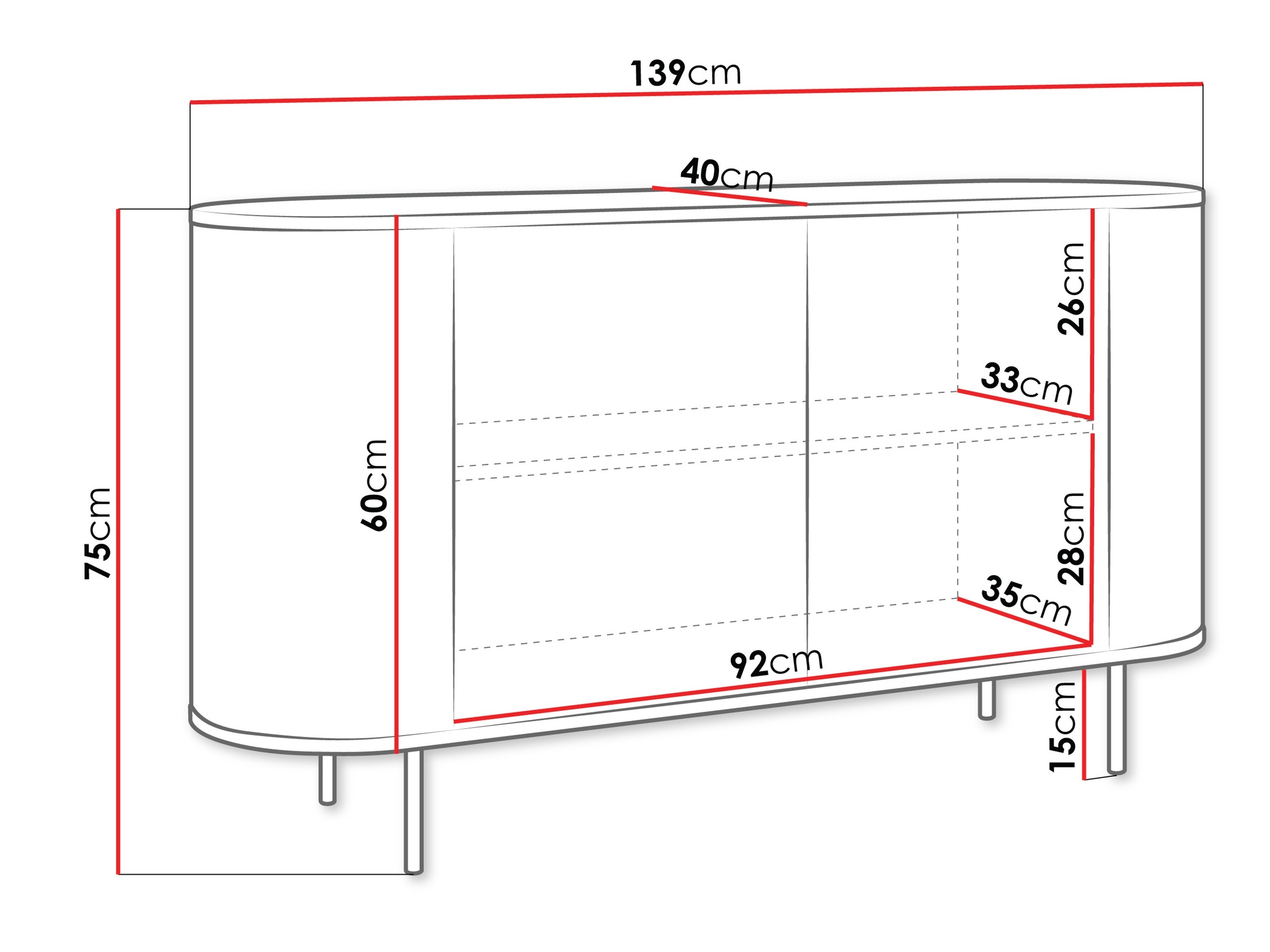 Sideboard Comfivo Livtena (Schwarzer Marmor + Schwarz)