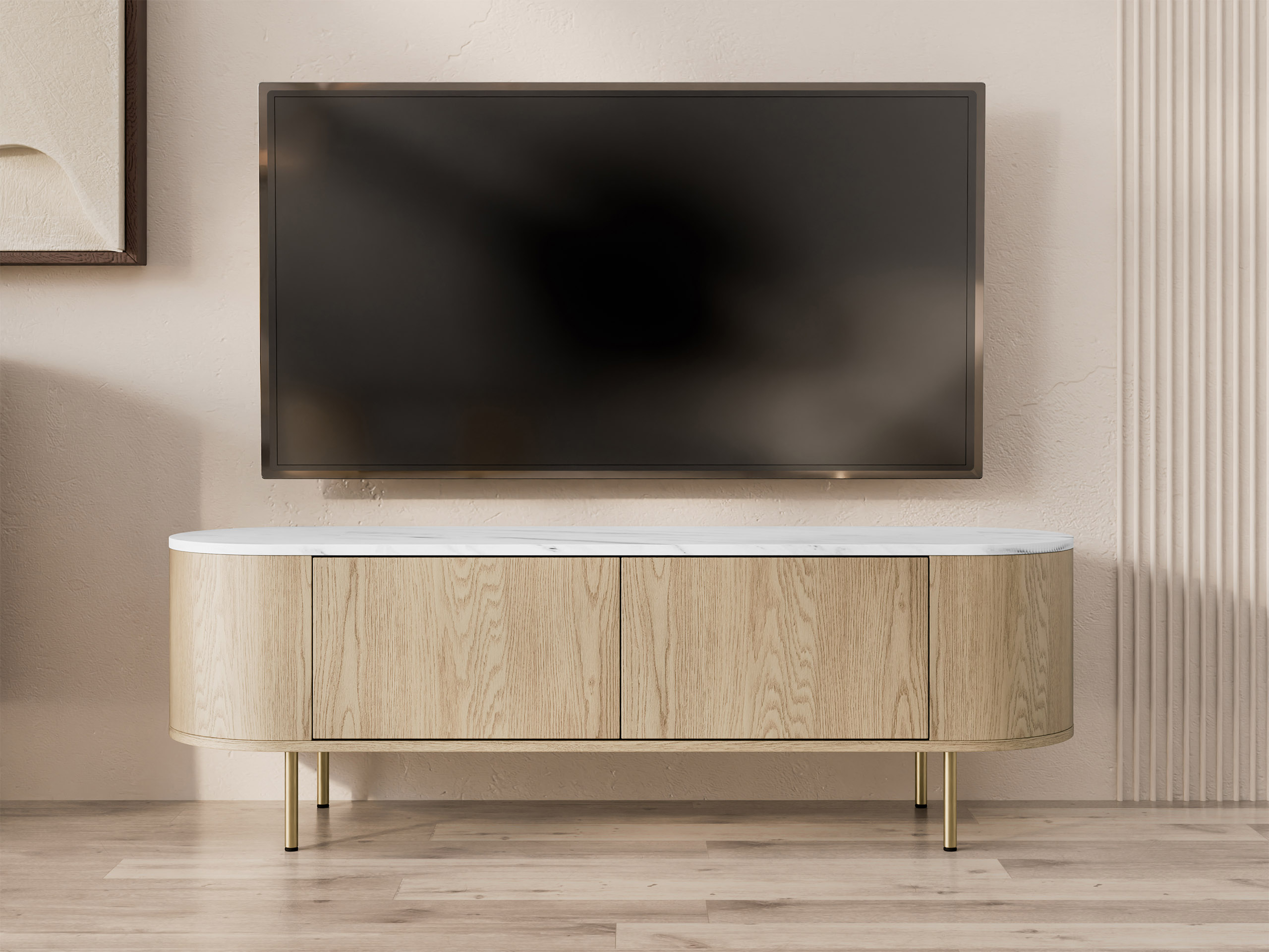 TV-Möbel Comfivo Livtena (Weisser Marmor + Gold)