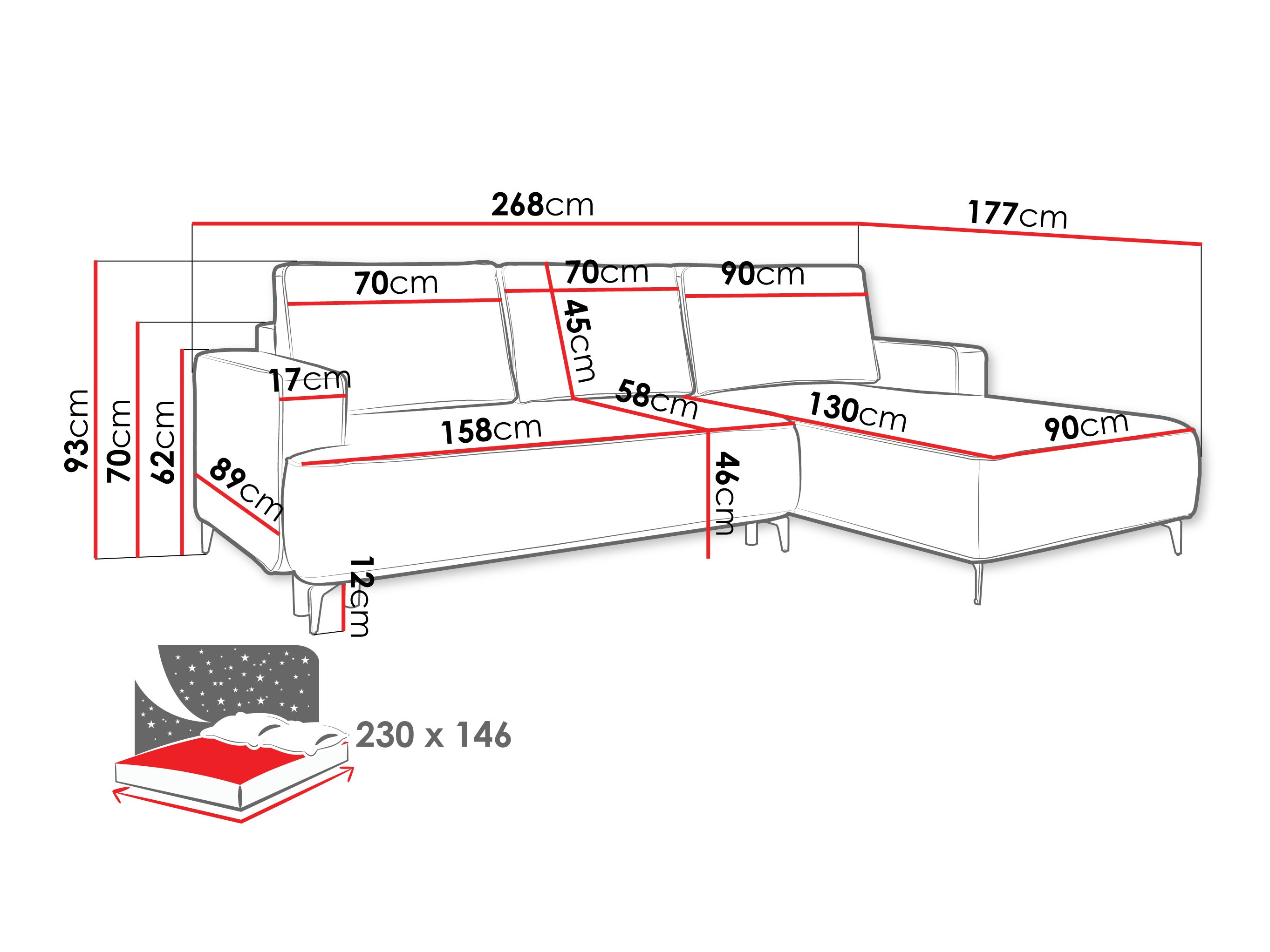 Ecksofa ComfiDream Lyraion (Castel 59)