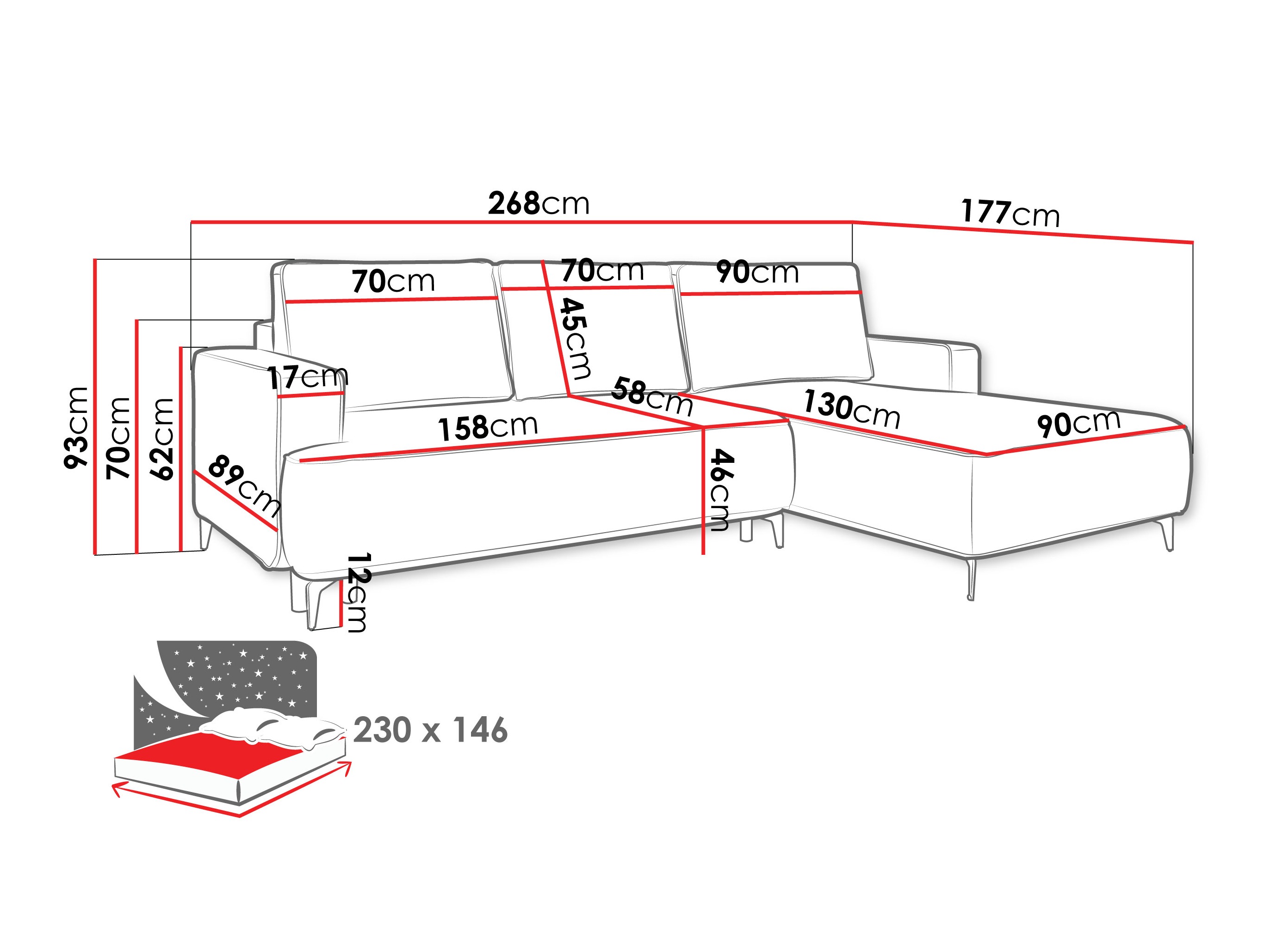 Ecksofa ComfiDream Lyraion (Castel 59)