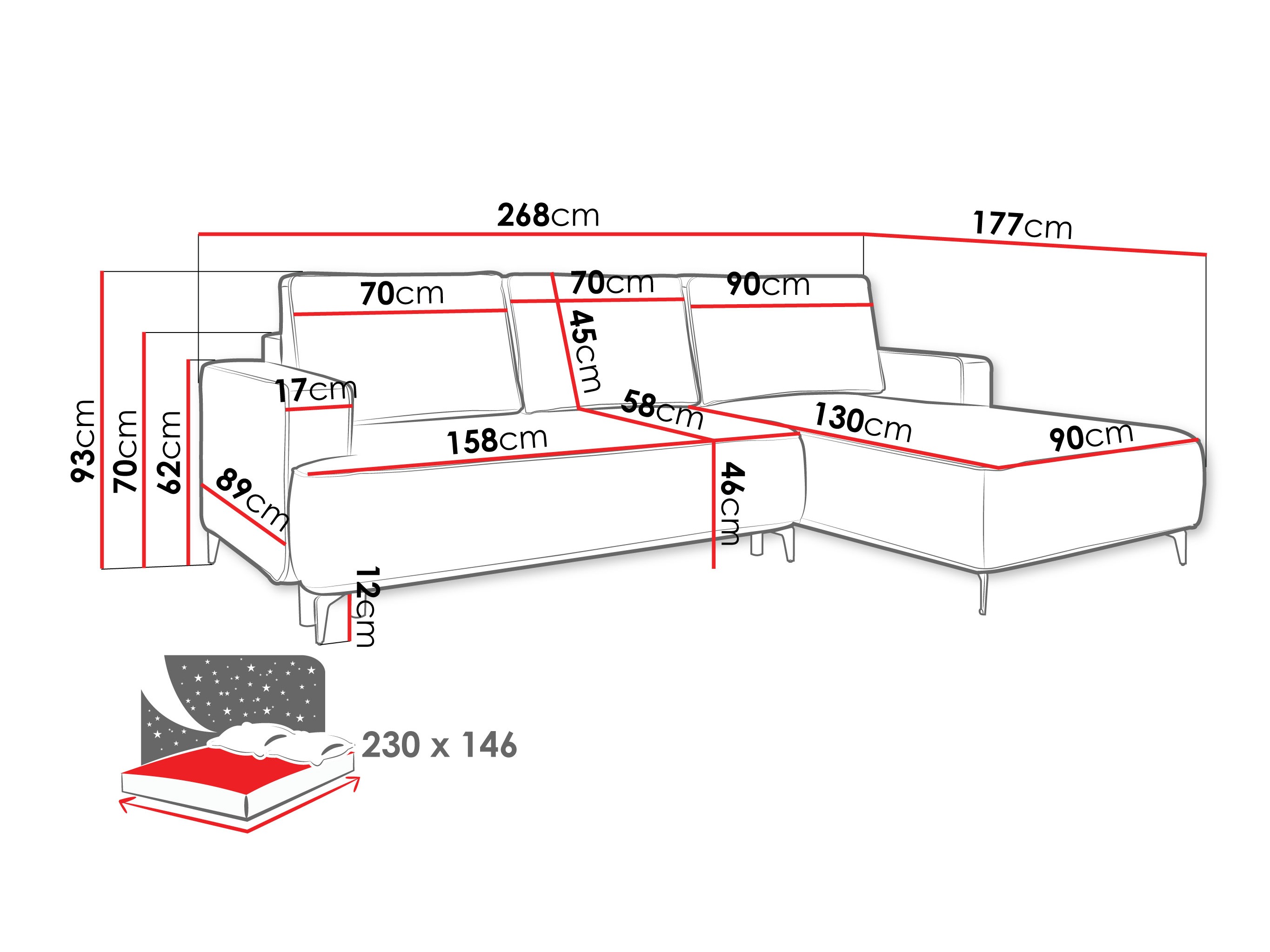 Ecksofa ComfiDream Lyraion (Castel 79)