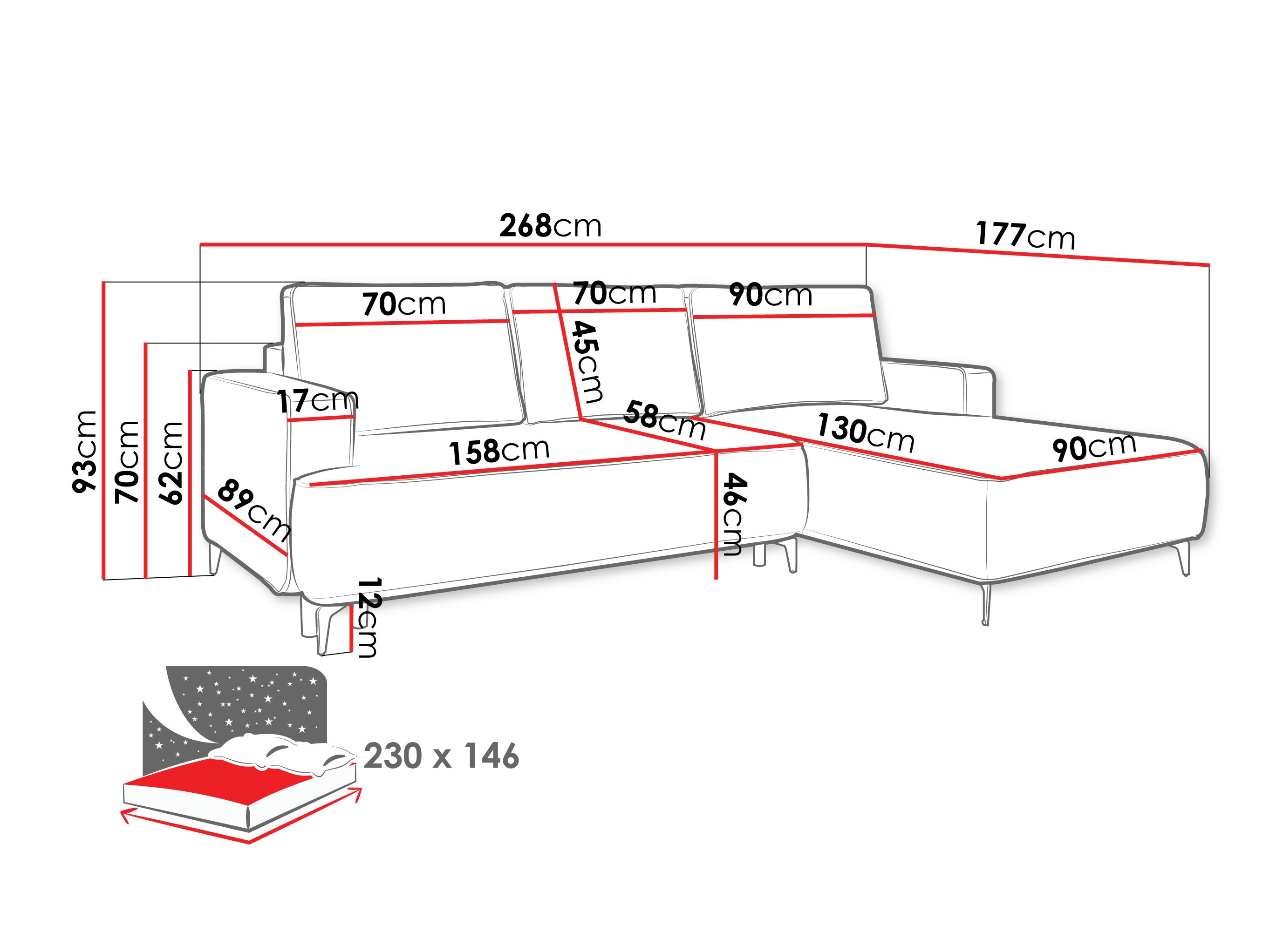 Ecksofa ComfiDream Lyraion (Castel 82)