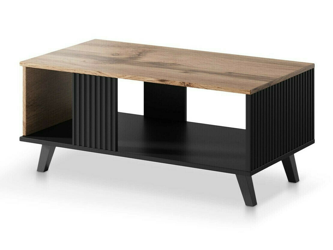 Wohnzimmer-Set Luelia 108 (Schwarz + Wotan-Eiche)