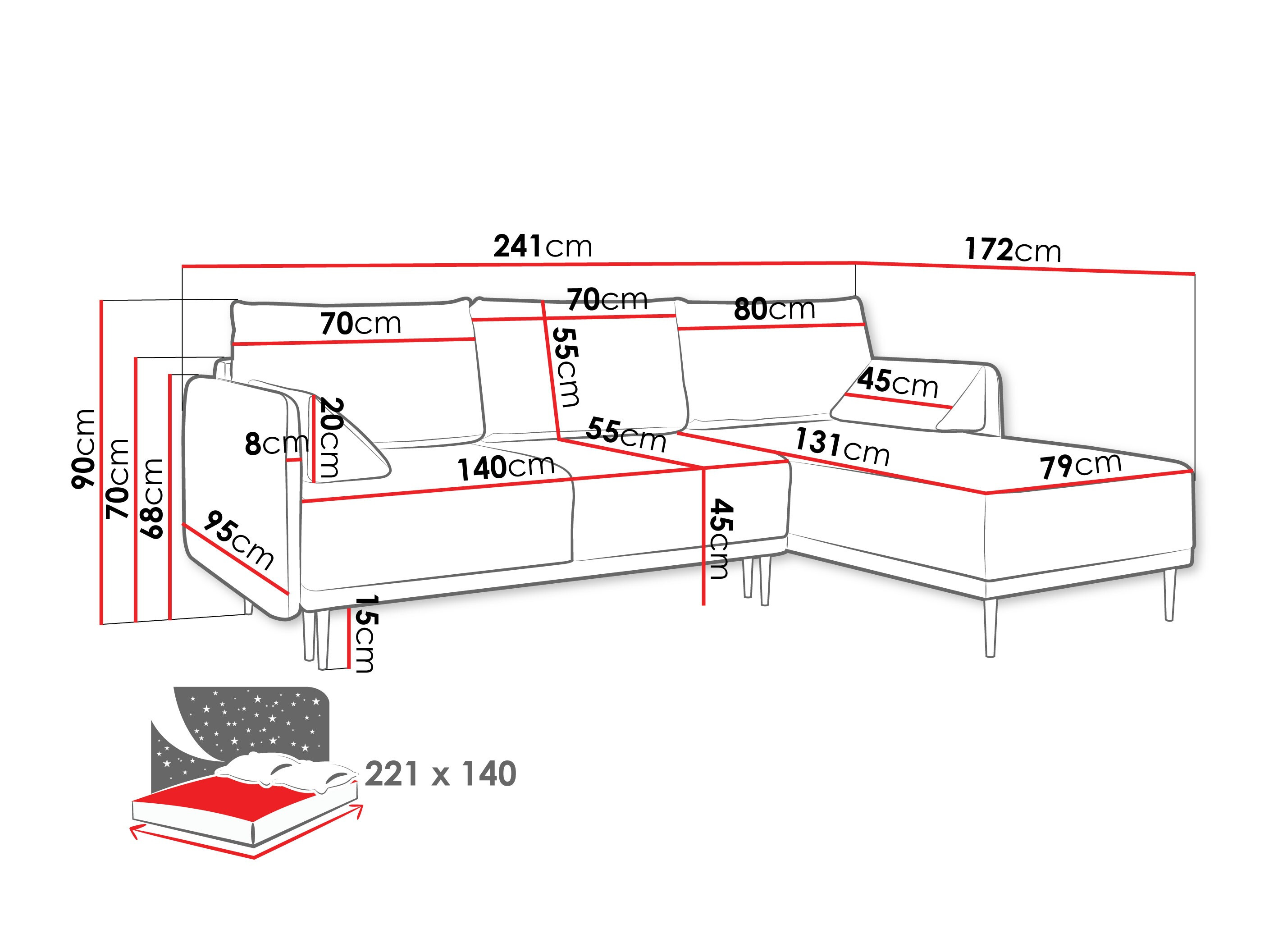 Ecksofa ComfiDream Clarora (Sicuro 65)