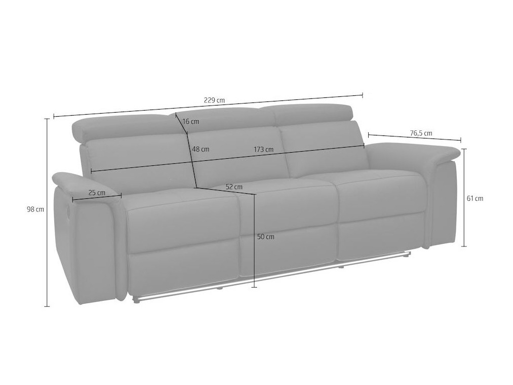 Sofa mit Liegefunktion Denton 1484 (Grau)