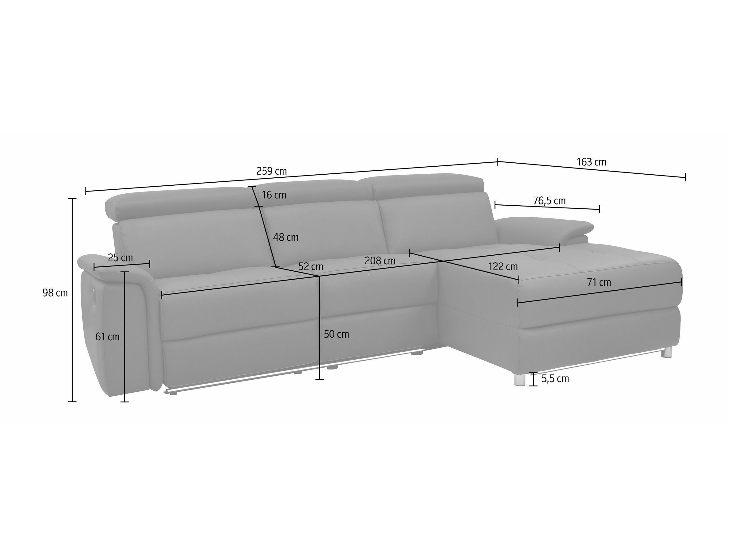 Ecksofa Liegesessel Beldalo 105 (Schwarz)