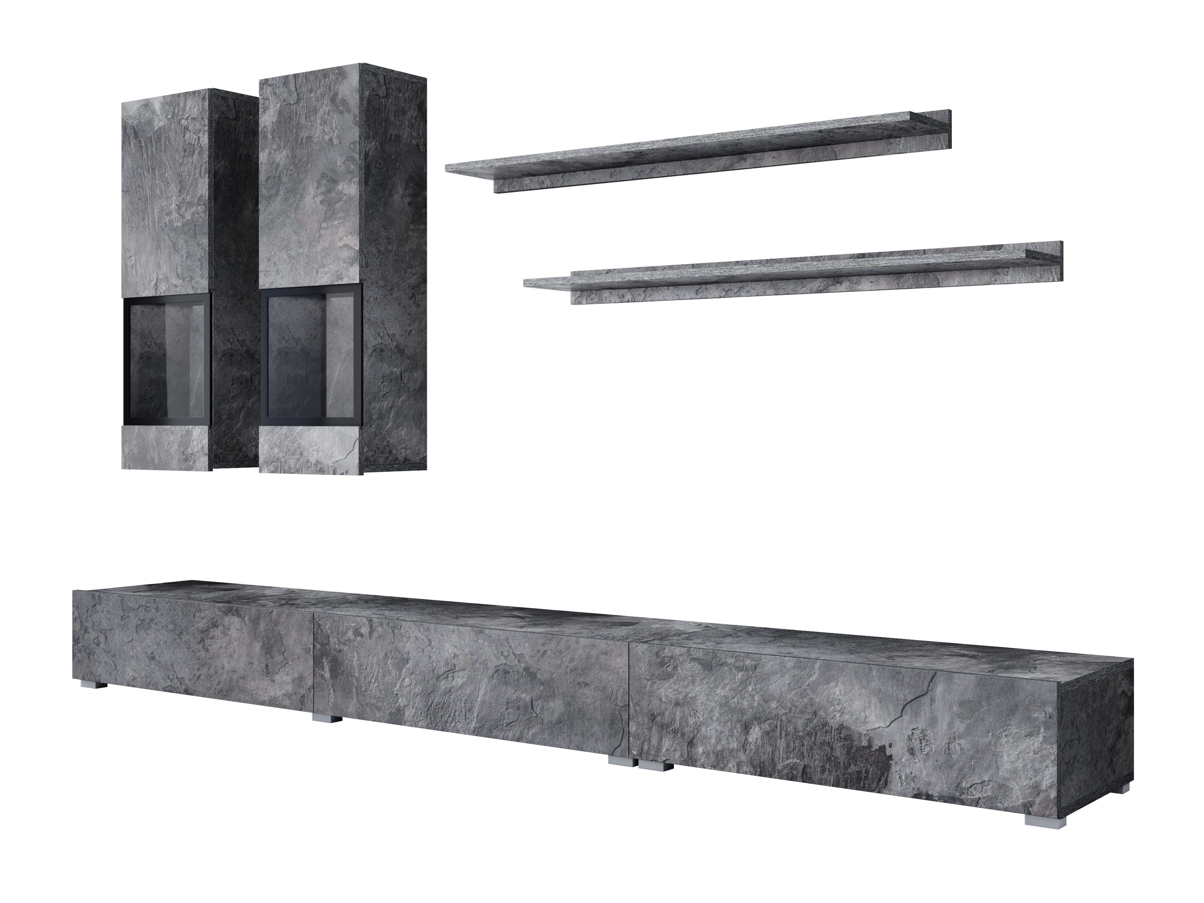 Wohnzimmer-Set Serodeu 100 (Beton dunkel)
