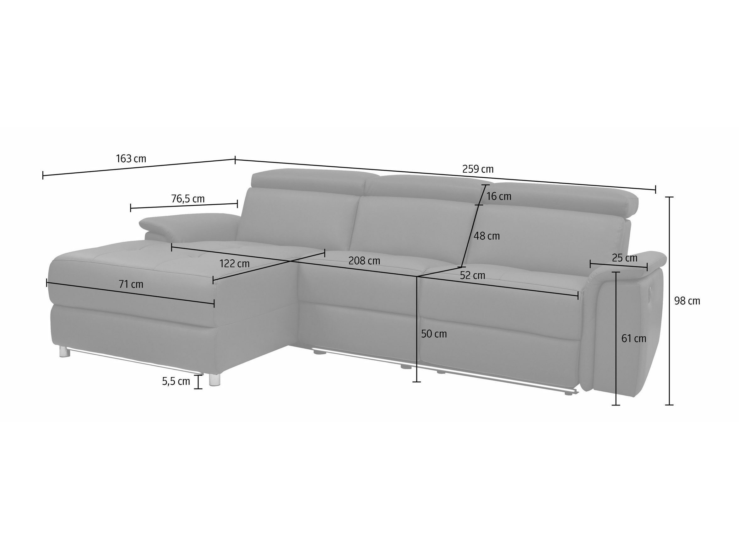 Ecksofa Liegesessel Beldalo 106 (Anthrazit)