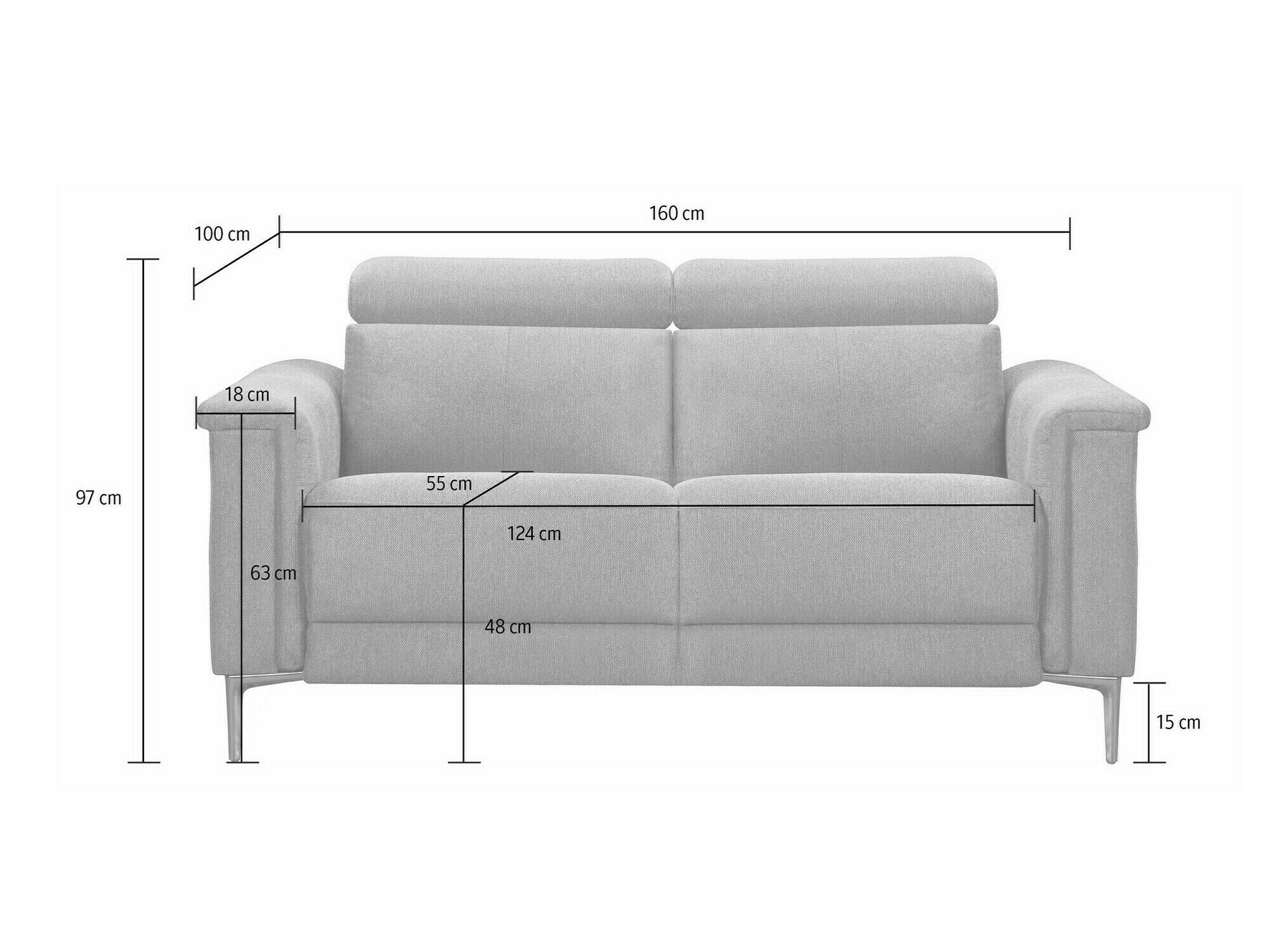 Sofa mit Liegefunktion Evamare 107 (Schwarz)