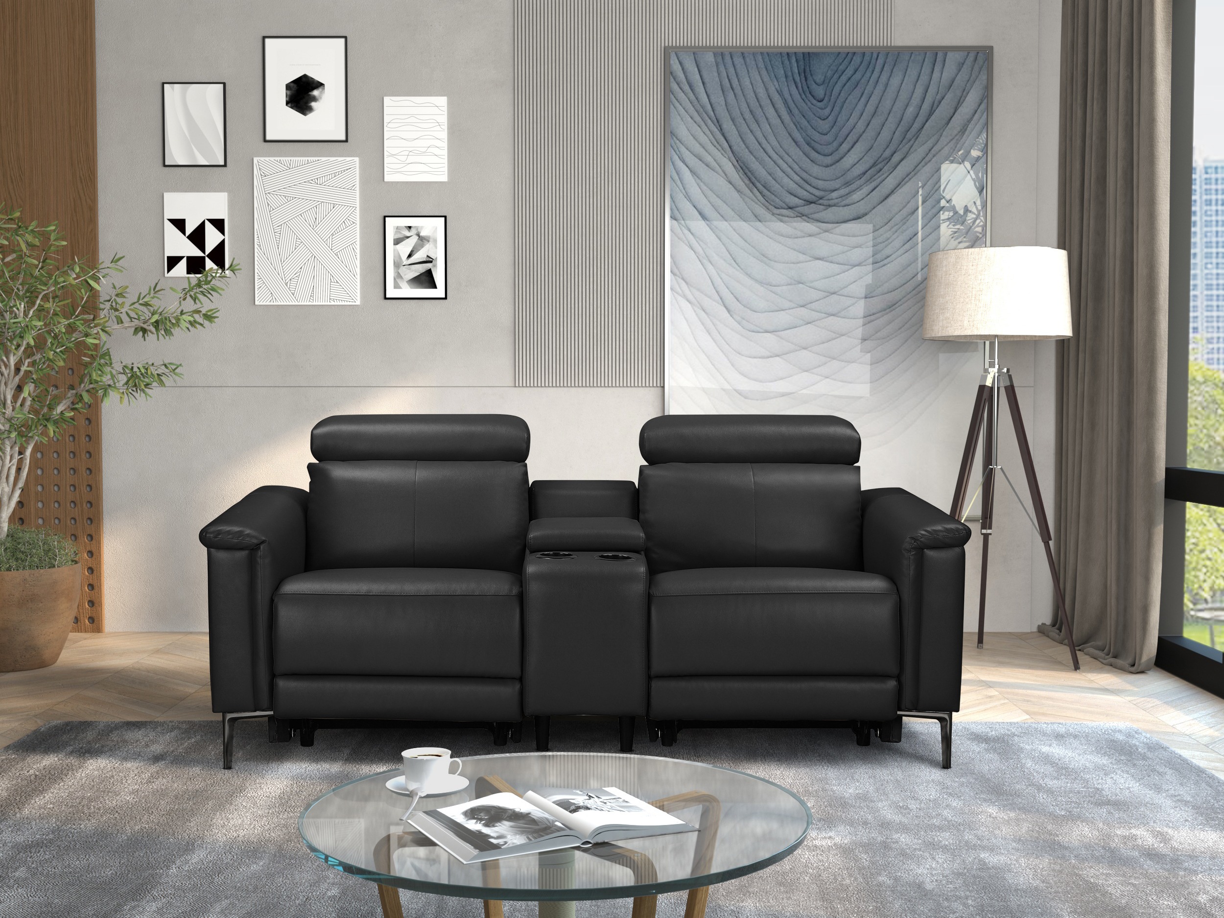 Sofa mit Liegefunktion Evamare 101 (Schwarz)