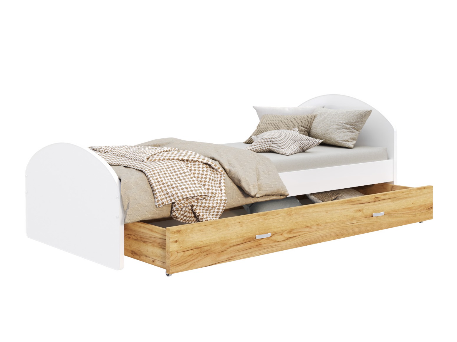Bett Aurora 177 (Weiss + Craft eiche)