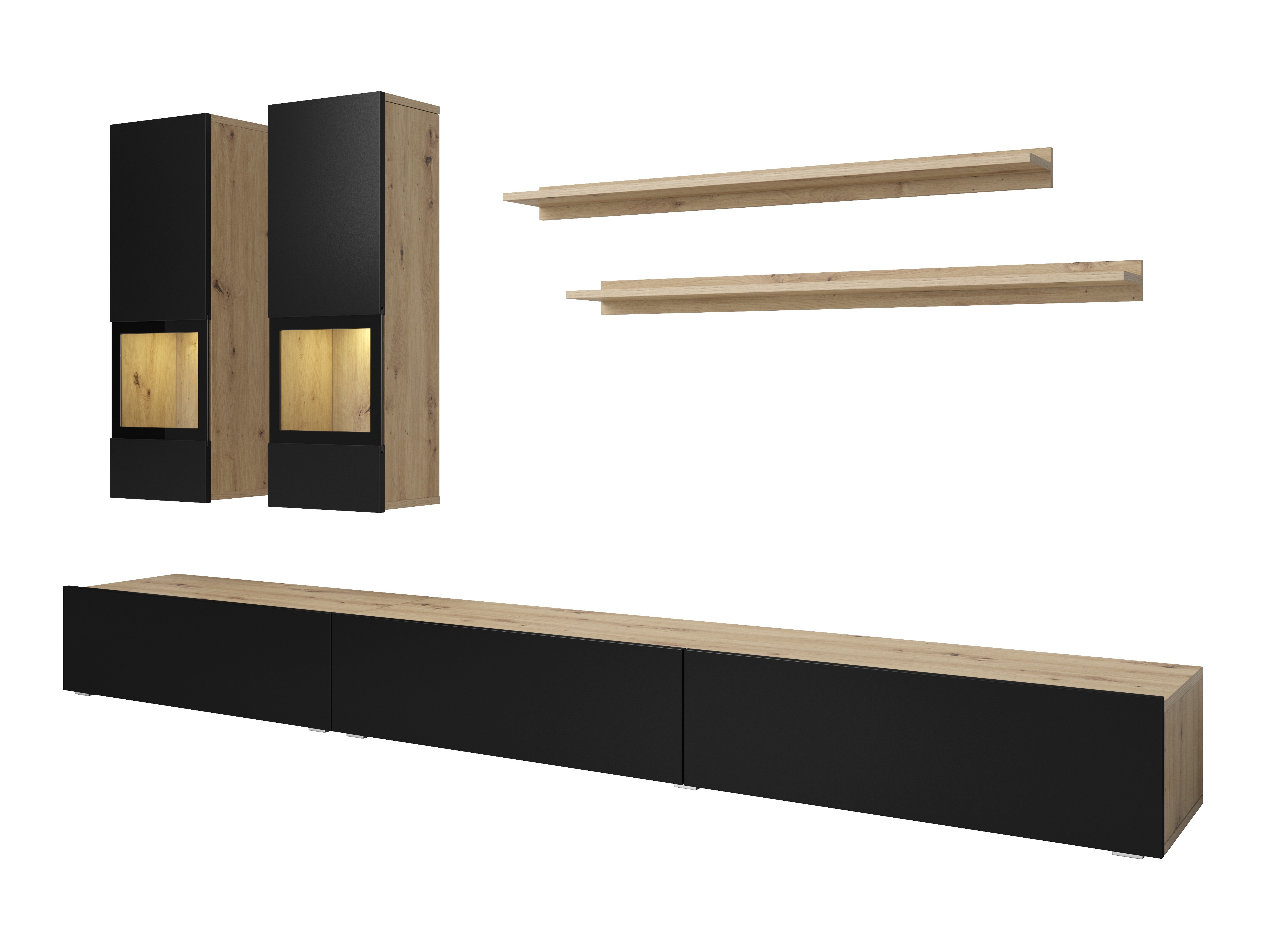 Wohnzimmer-Set Serodeu 100 (Artisan-Eiche + Mattschwarz)