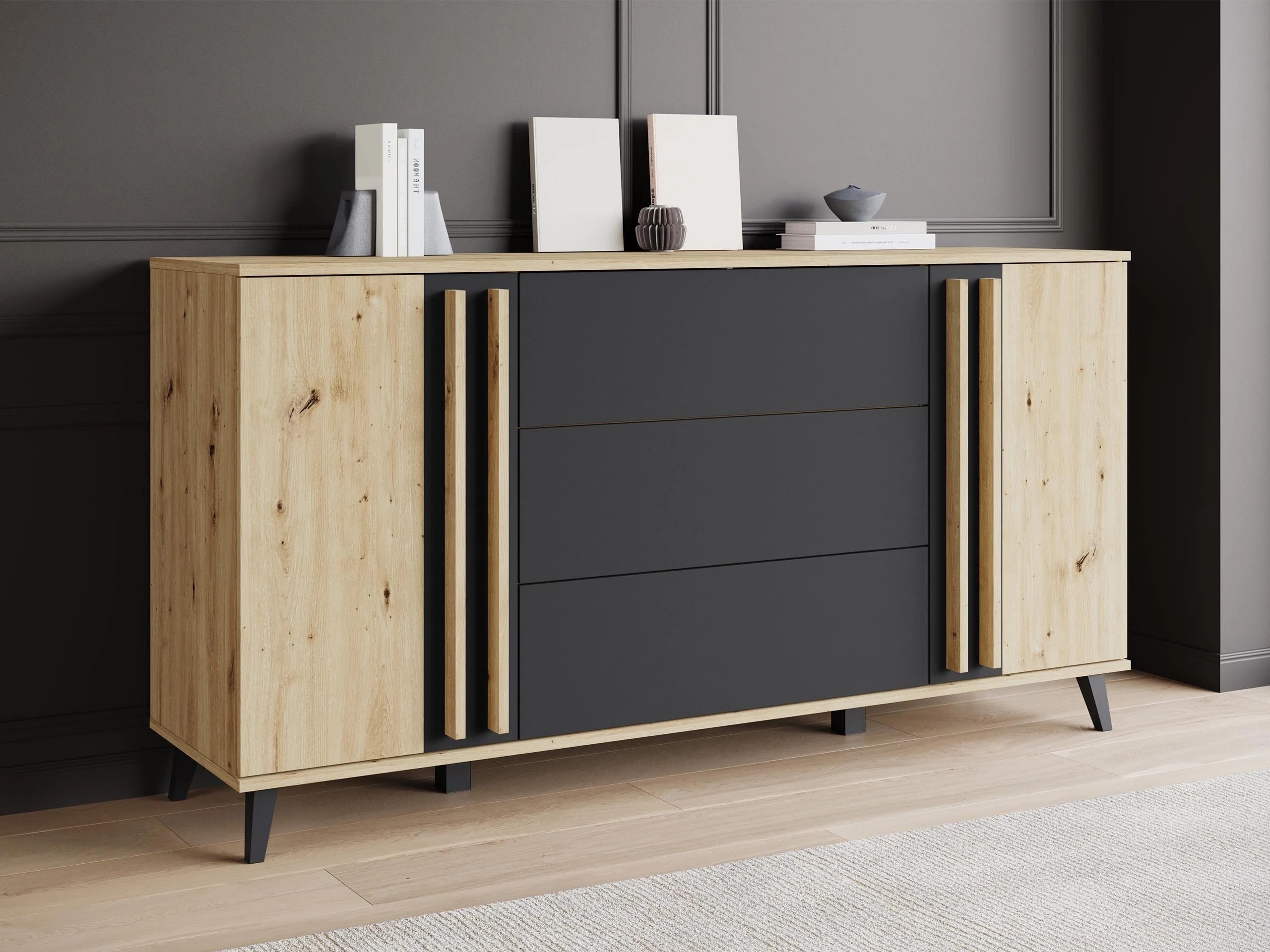 Kommoden Temora 100 (Artisan Eichenholzoptik + Graphit)