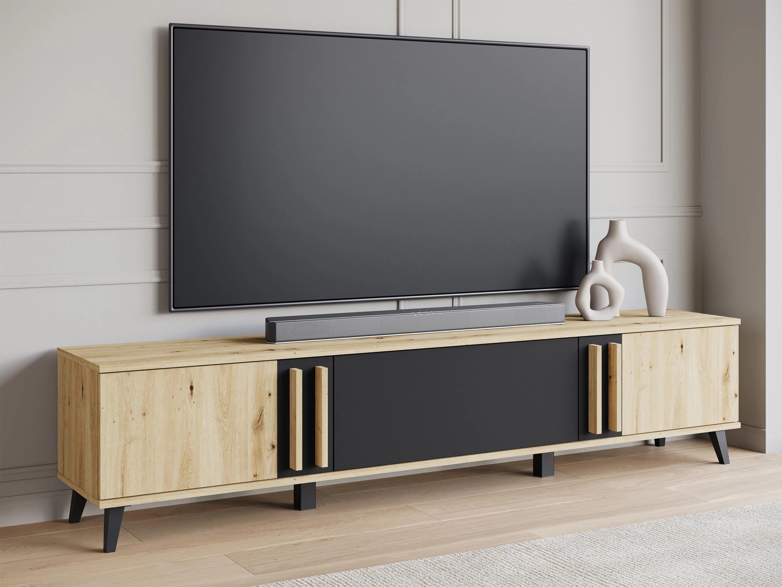 TV-Möbel Facetor (Artisan Eichenholzoptik + Graphit)