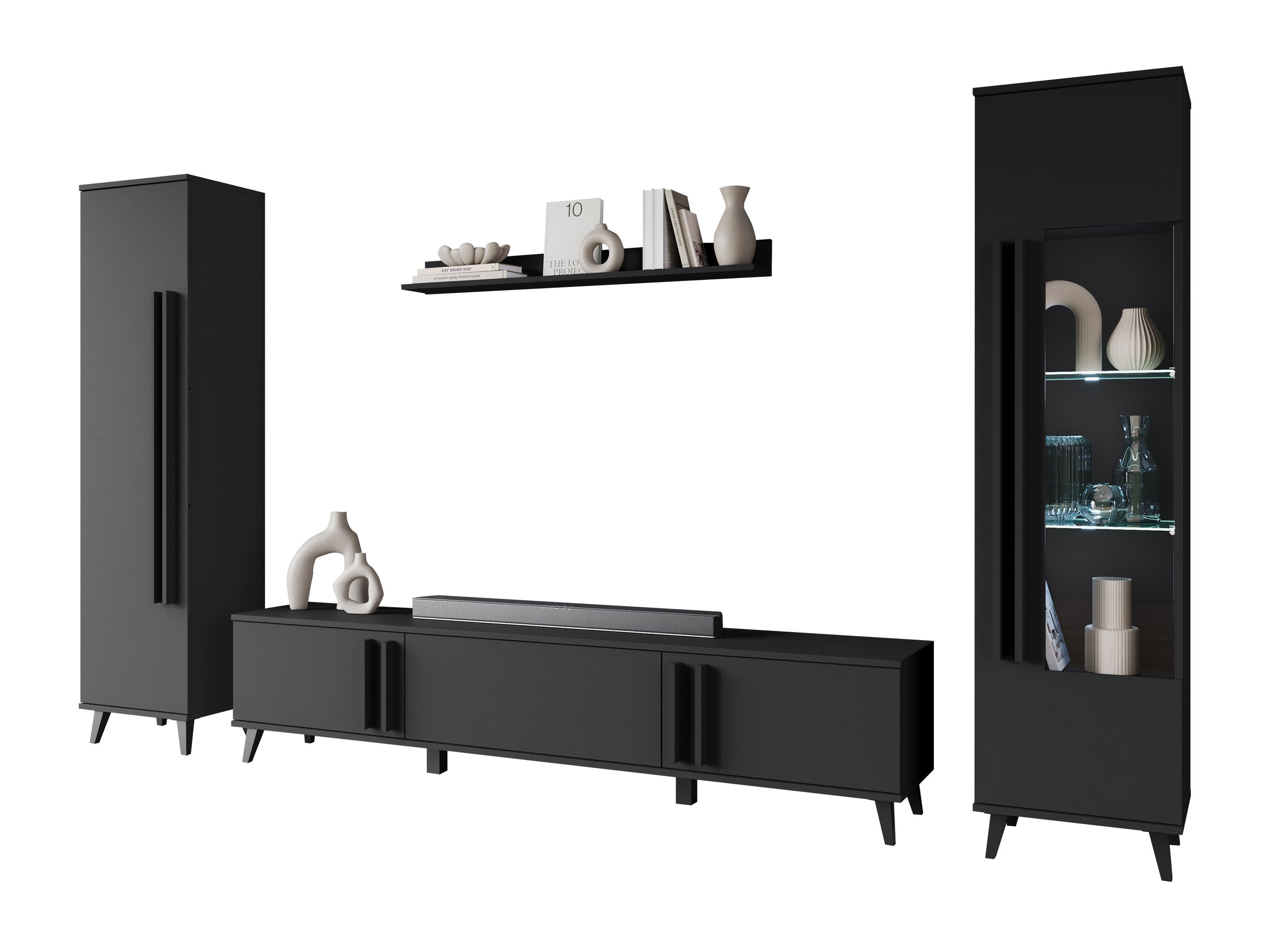Wohnzimmer-Set Facetor II (Graphit)