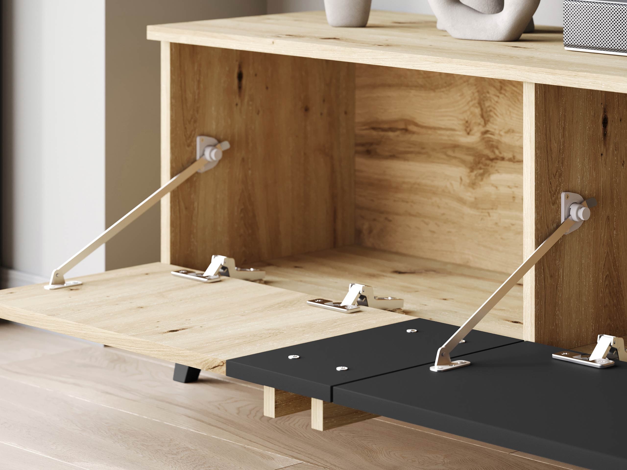 Wohnzimmer-Set Facetor III (Artisan-Eiche + Graphit)