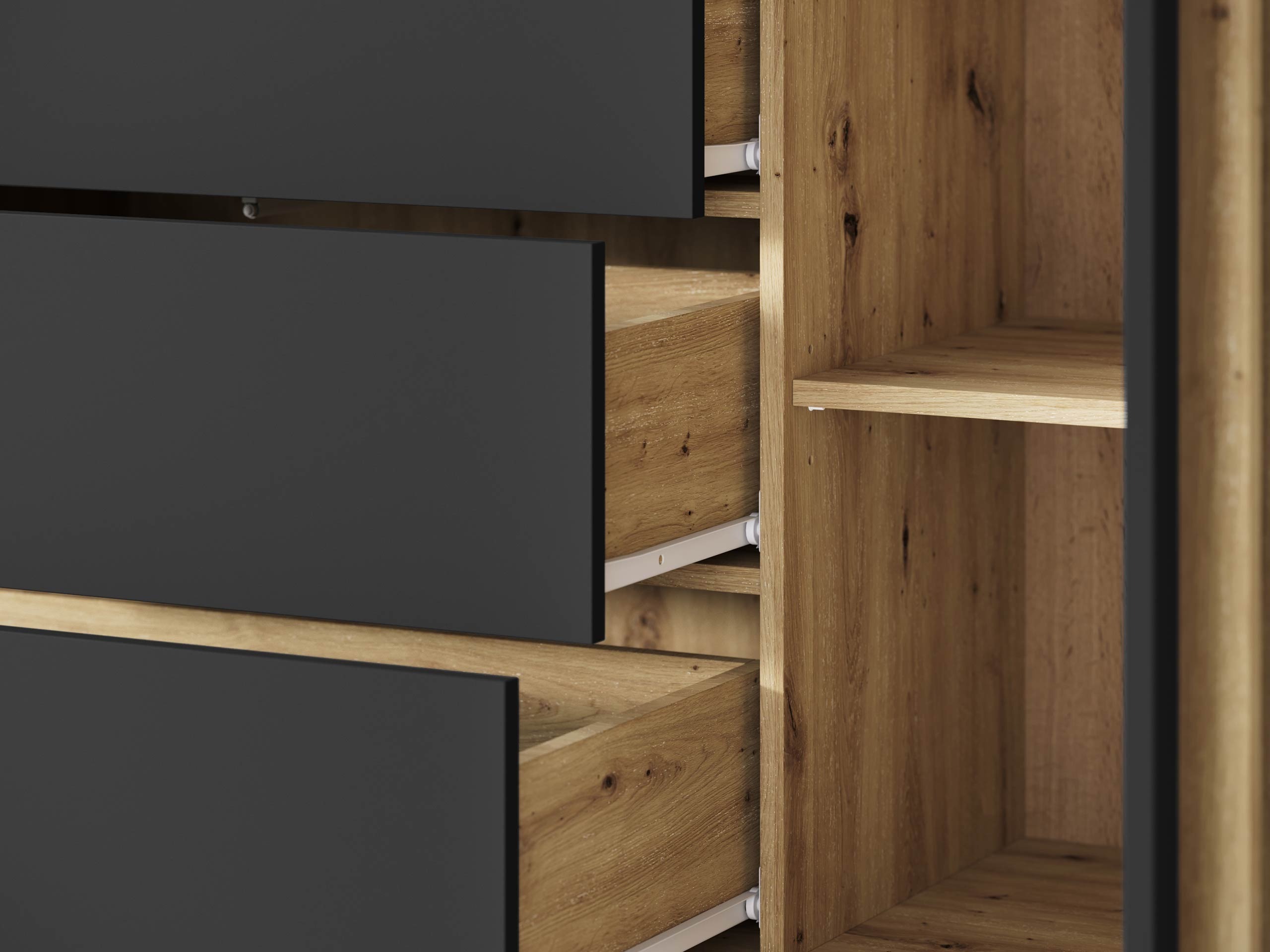 Wohnzimmer-Sets Facetor III (Artisan Eichenholzoptik + Graphit)