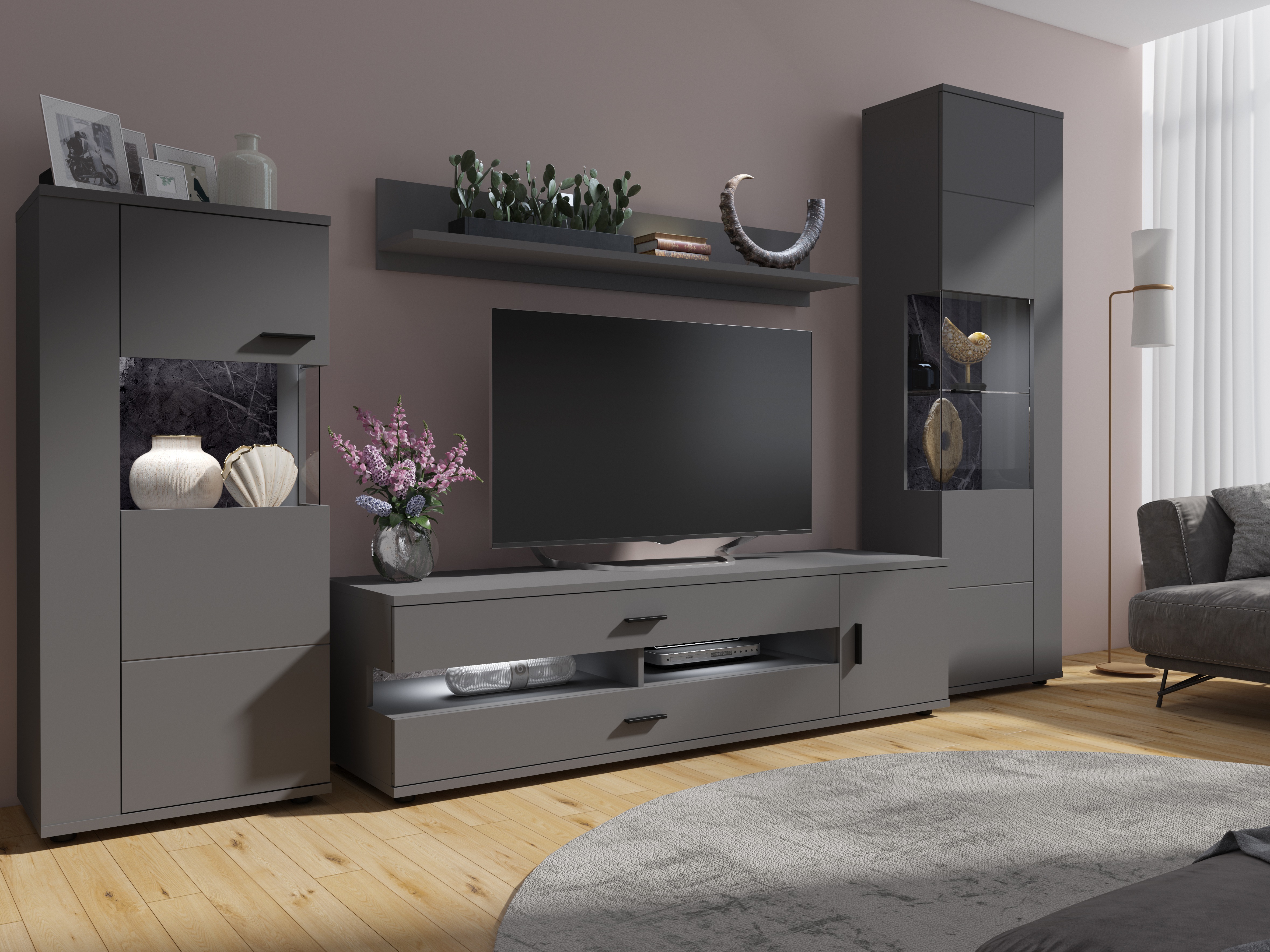 Wohnzimmer-Set Ontario 161 (Graphit)