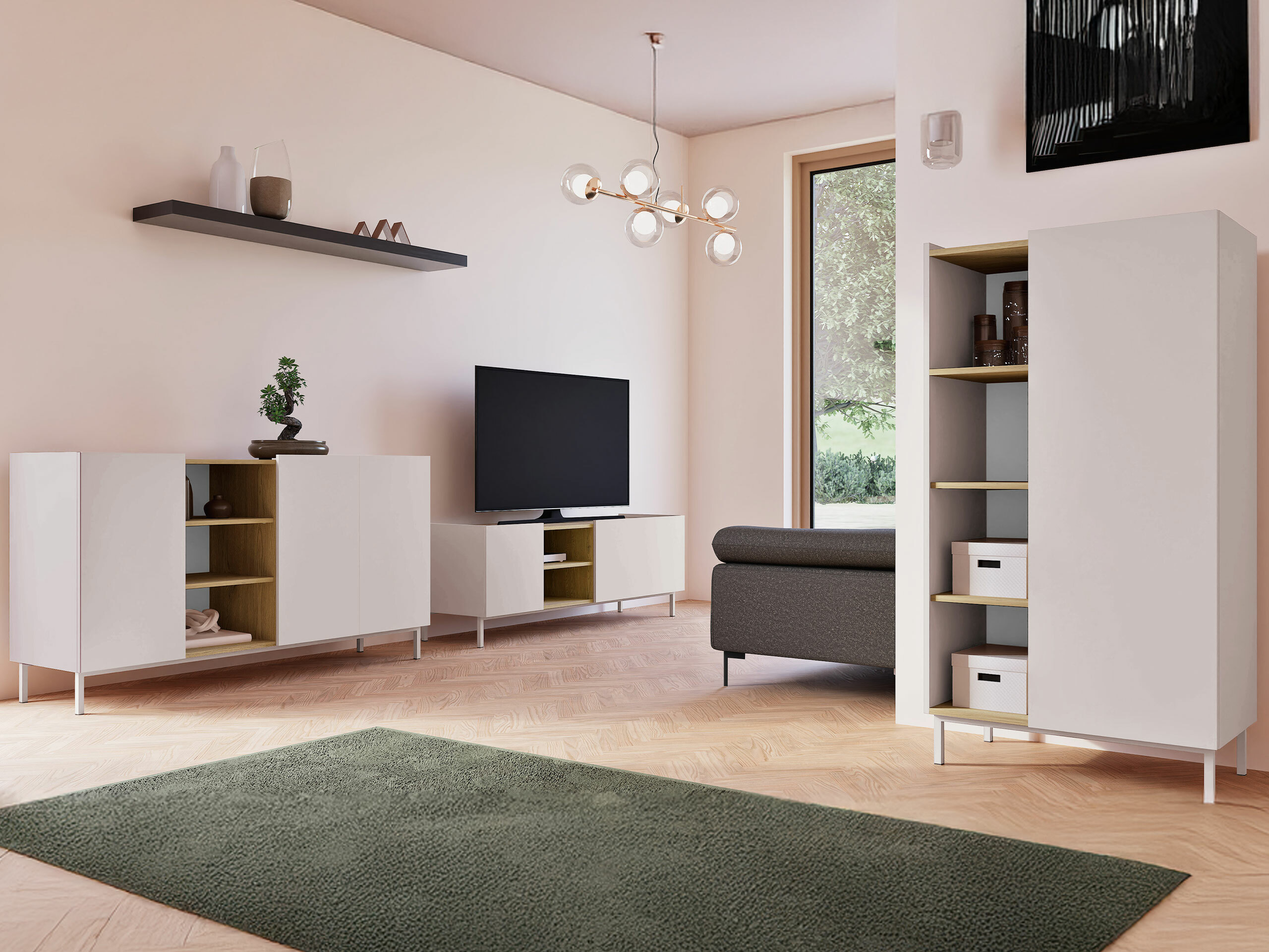 Sideboard Veldome 100 (Kaschmir + Cremona-Eiche)