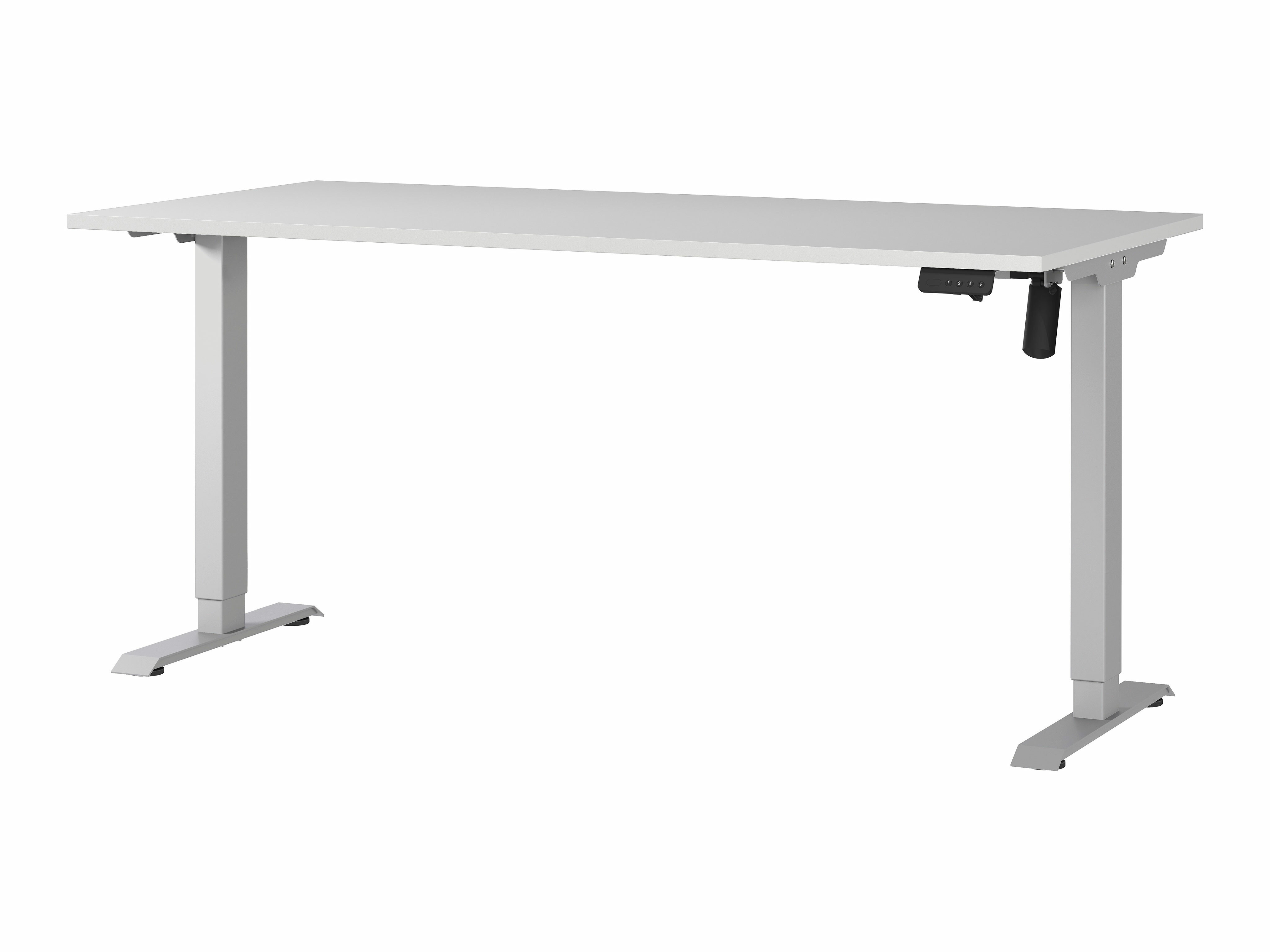 Höhenverstellbarer Schreibtisch Lartesi 117 (Hellgrau + Silber)